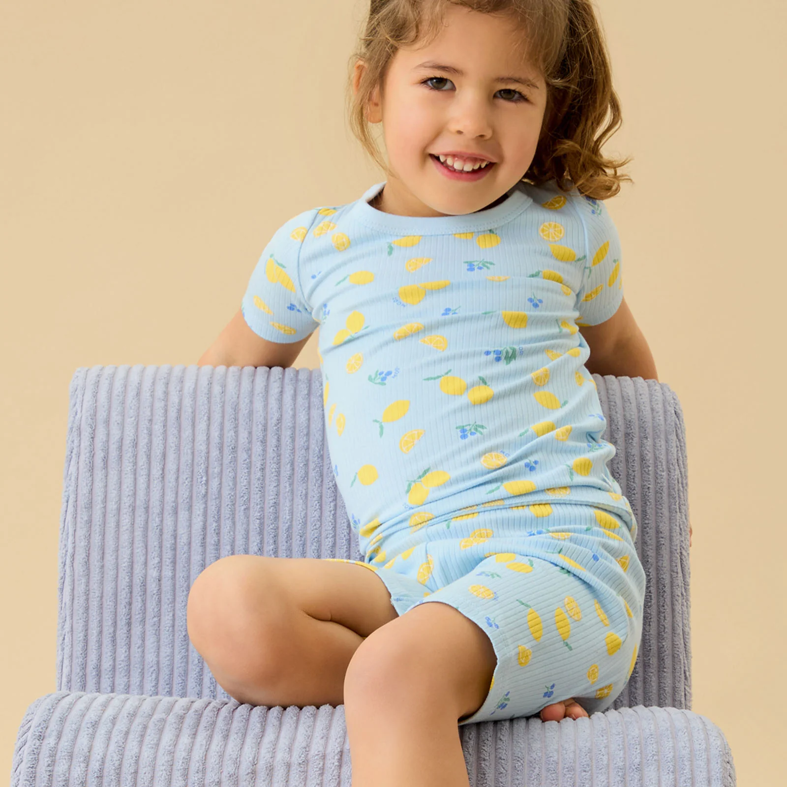 Lemon Lullaby Ribbed Summer Pyjamas - Image 3