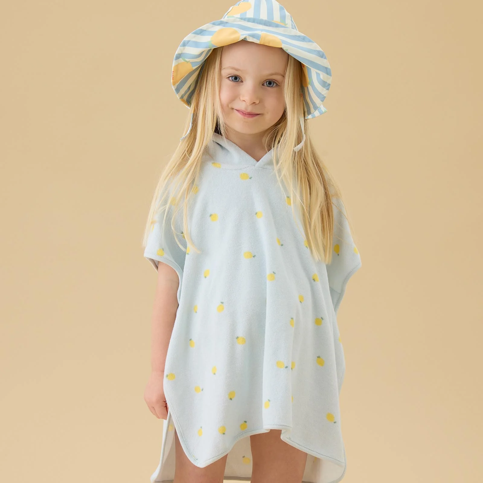 Lemon Terry Towelling Hooded Poncho