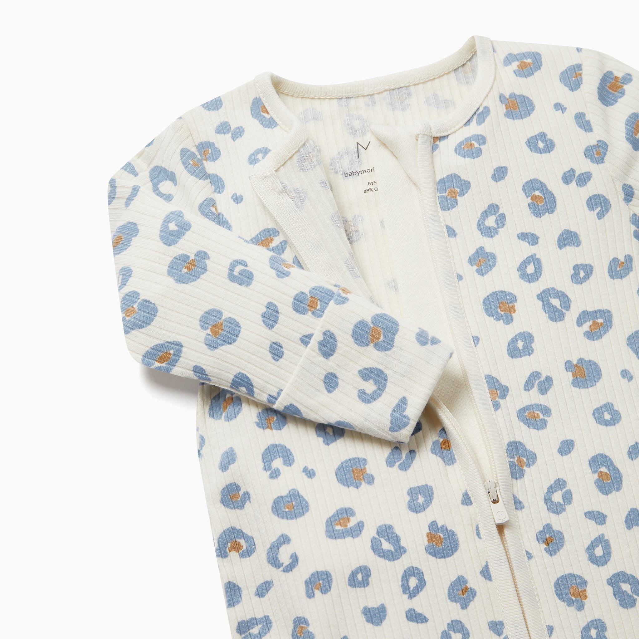 Leopard Ribbed Clever Zip Sleepsuit - Image 5