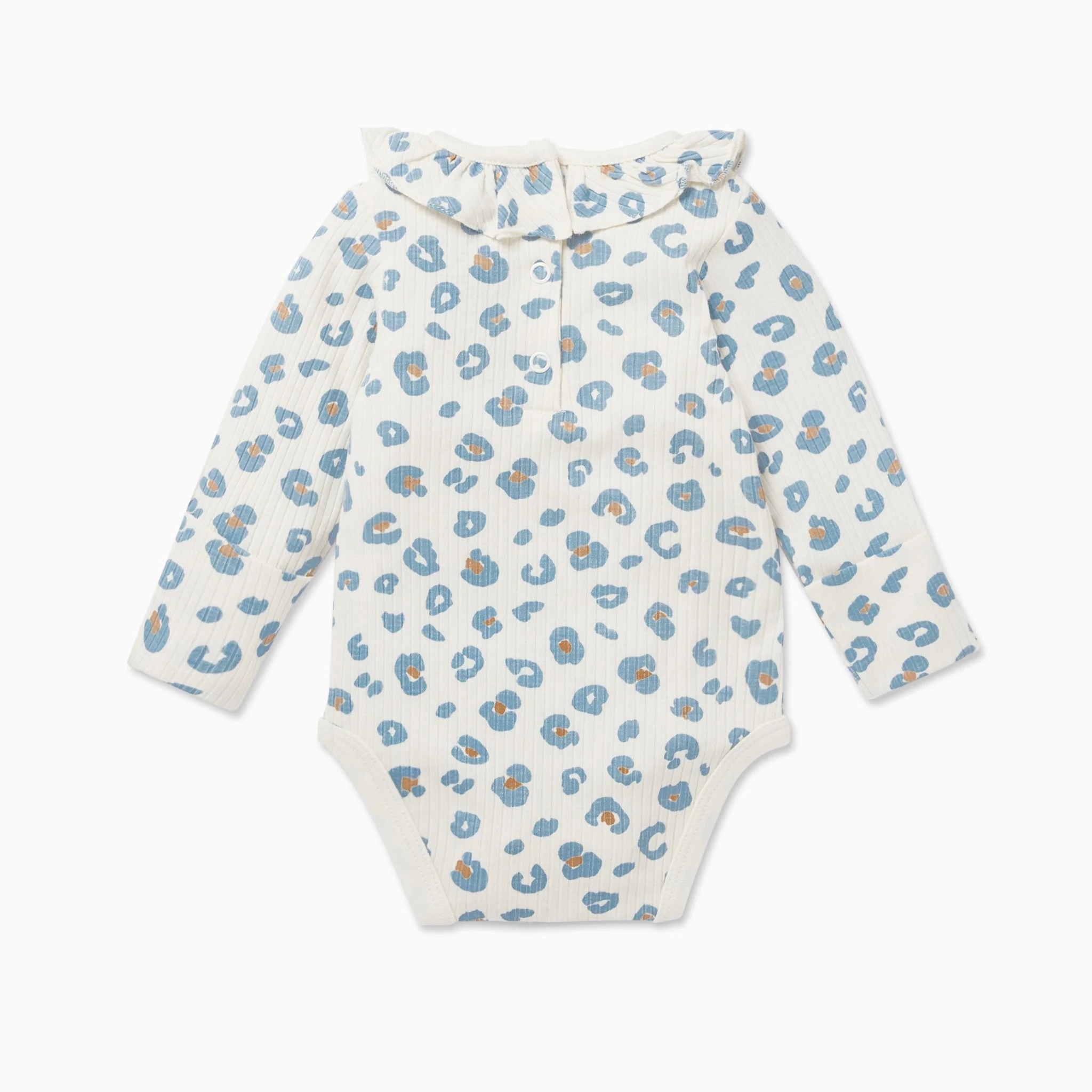 Leopard Ribbed Frill Collar Bodysuit - Image 2