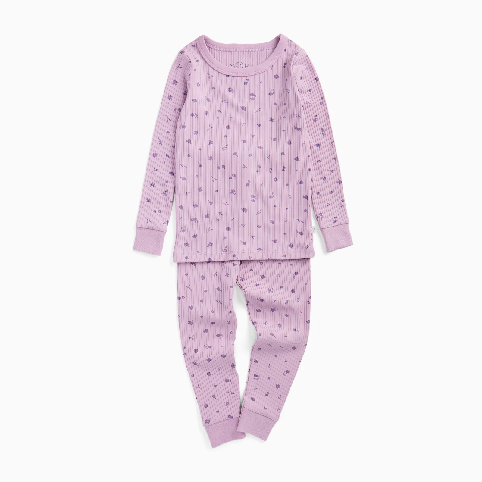 Lilac Floral Ribbed Pyjamas - Image 2