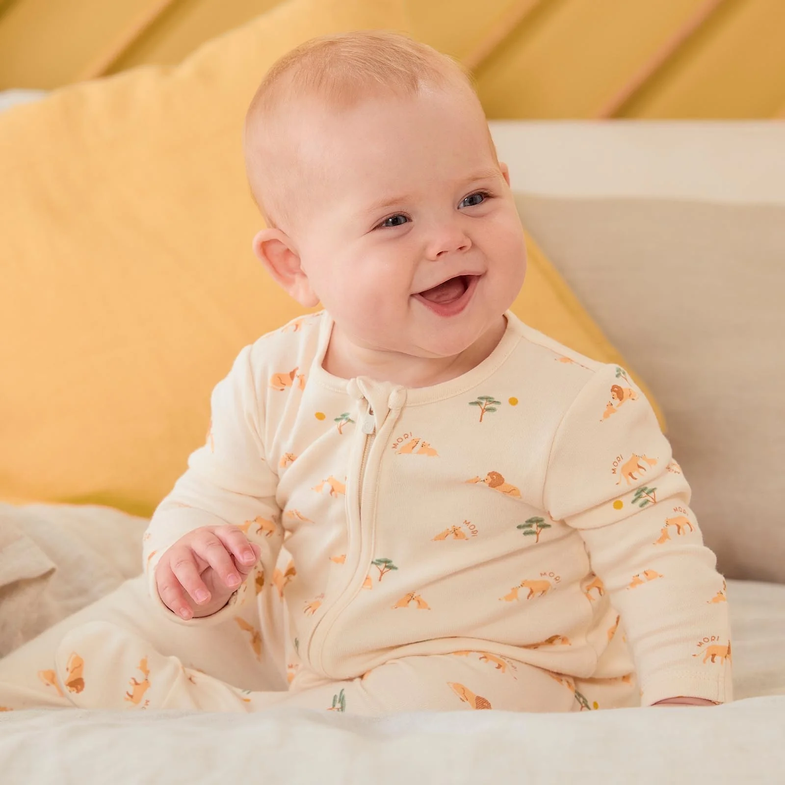 Lion & Striped Ribbed Clever Zip Sleepsuit 2 Pack - Image 2
