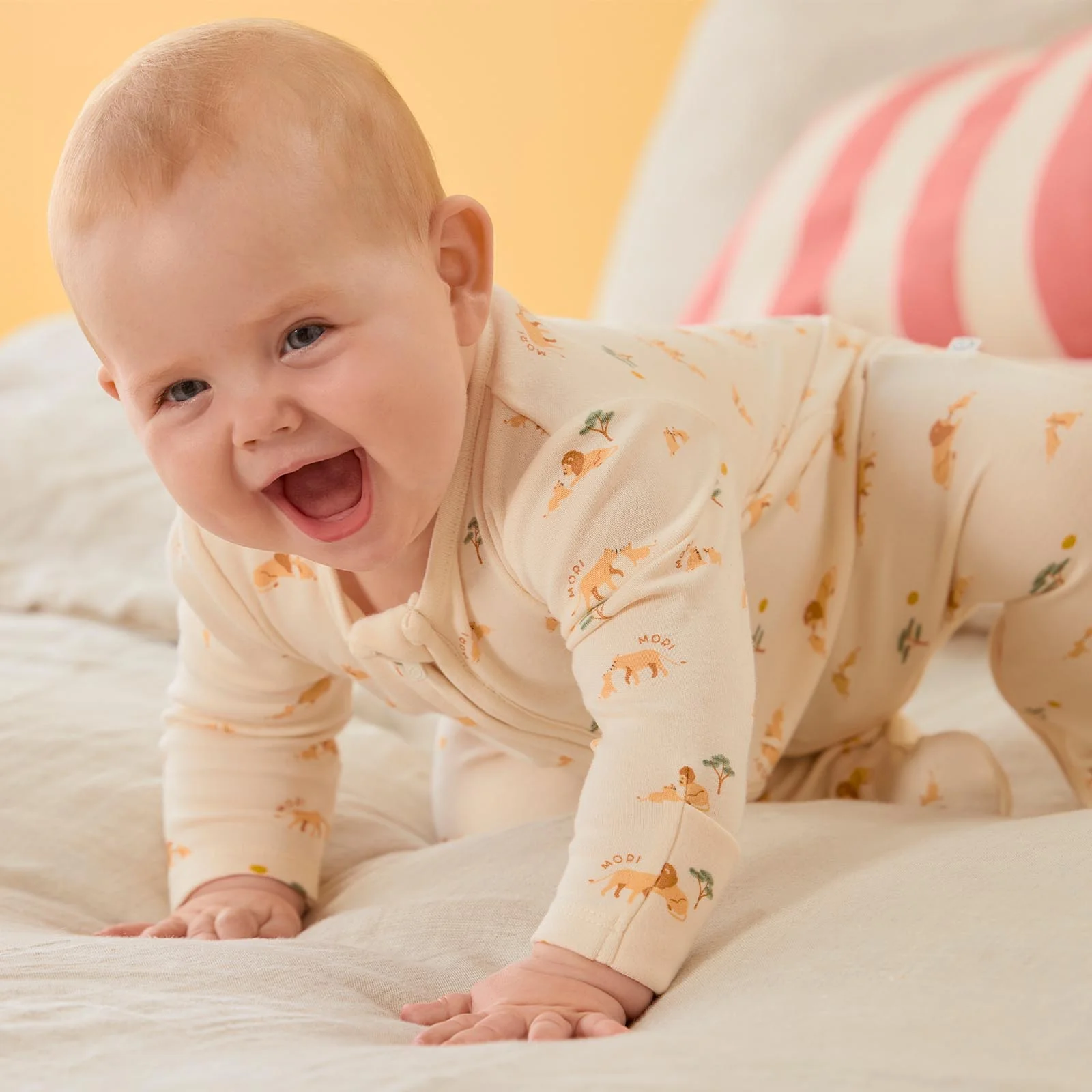 Lion & Yellow Ribbed Clever Zip Sleepsuit 2 Pack - Image 3