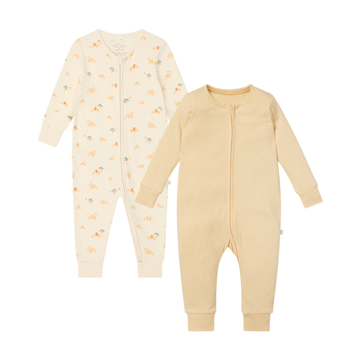 Lion & Yellow Ribbed Clever Zip Sleepsuit 2 Pack - Image 4