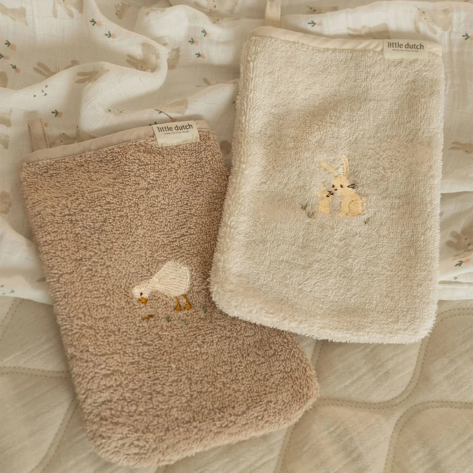 Little Dutch Embroidered Washcloths Set - Baby Bunny