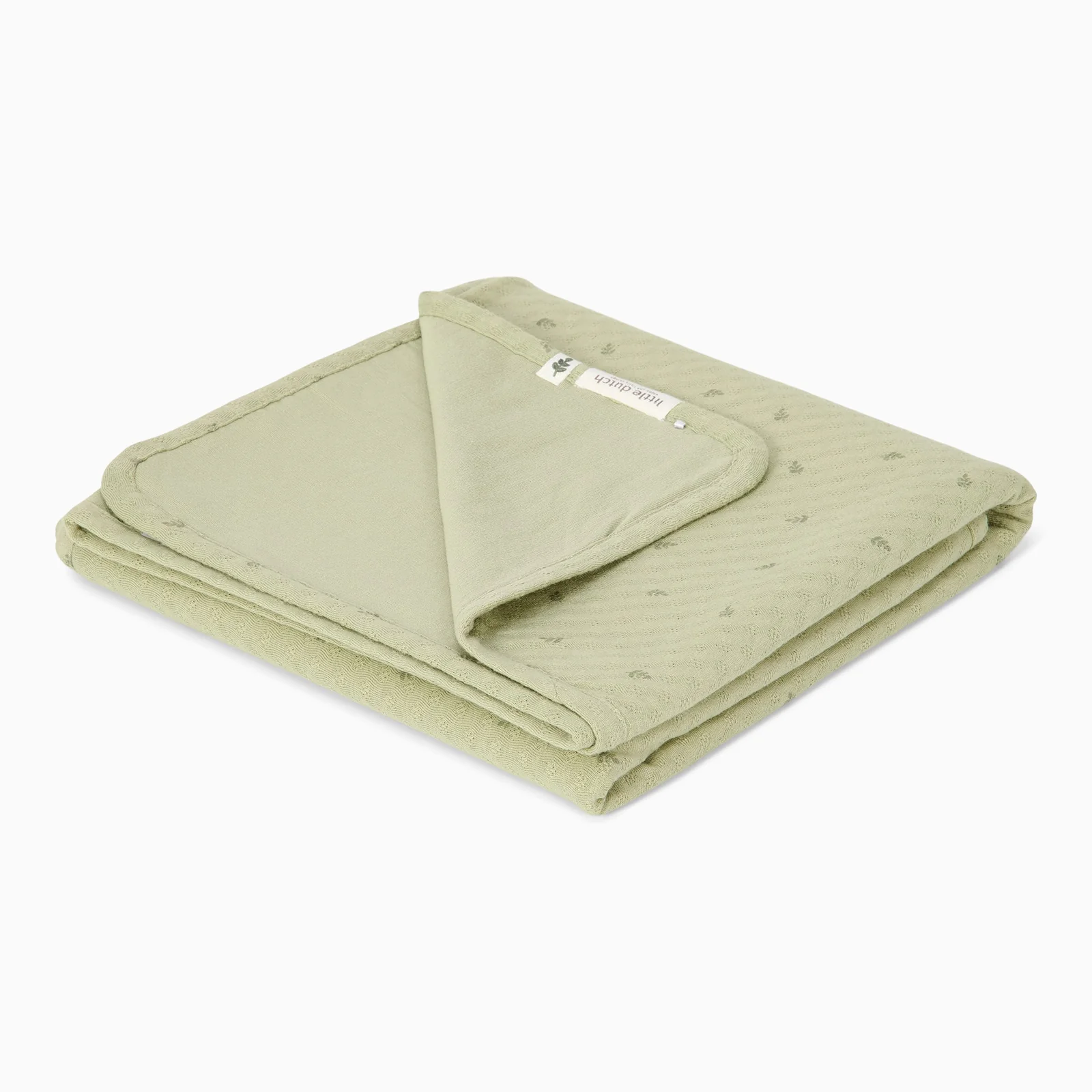 Little Dutch Jacquard Cot blanket - Sage - Image 2