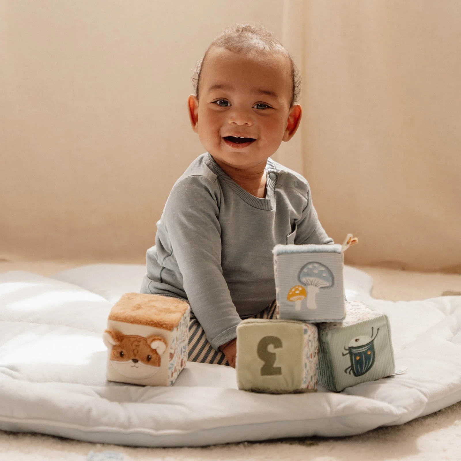 Little Dutch Soft Cube Set - Blue Forest Friend