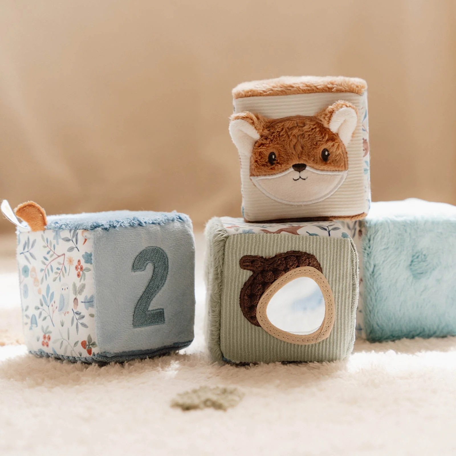 Little Dutch Soft Cube Set - Blue Forest Friend - Image 3