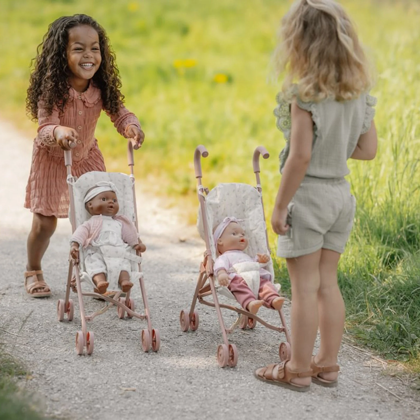 Little Dutch Metal Doll Stroller - White Floral - Image 5