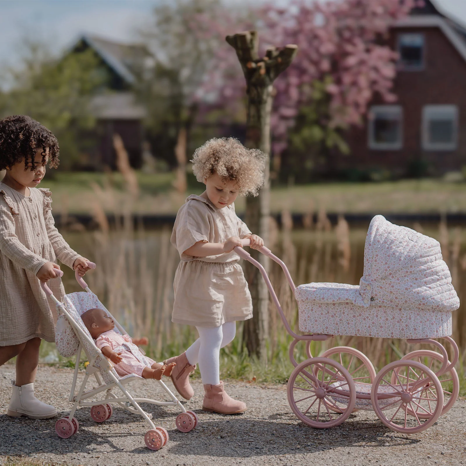 Little Dutch Metal White Doll Stroller - Image 3