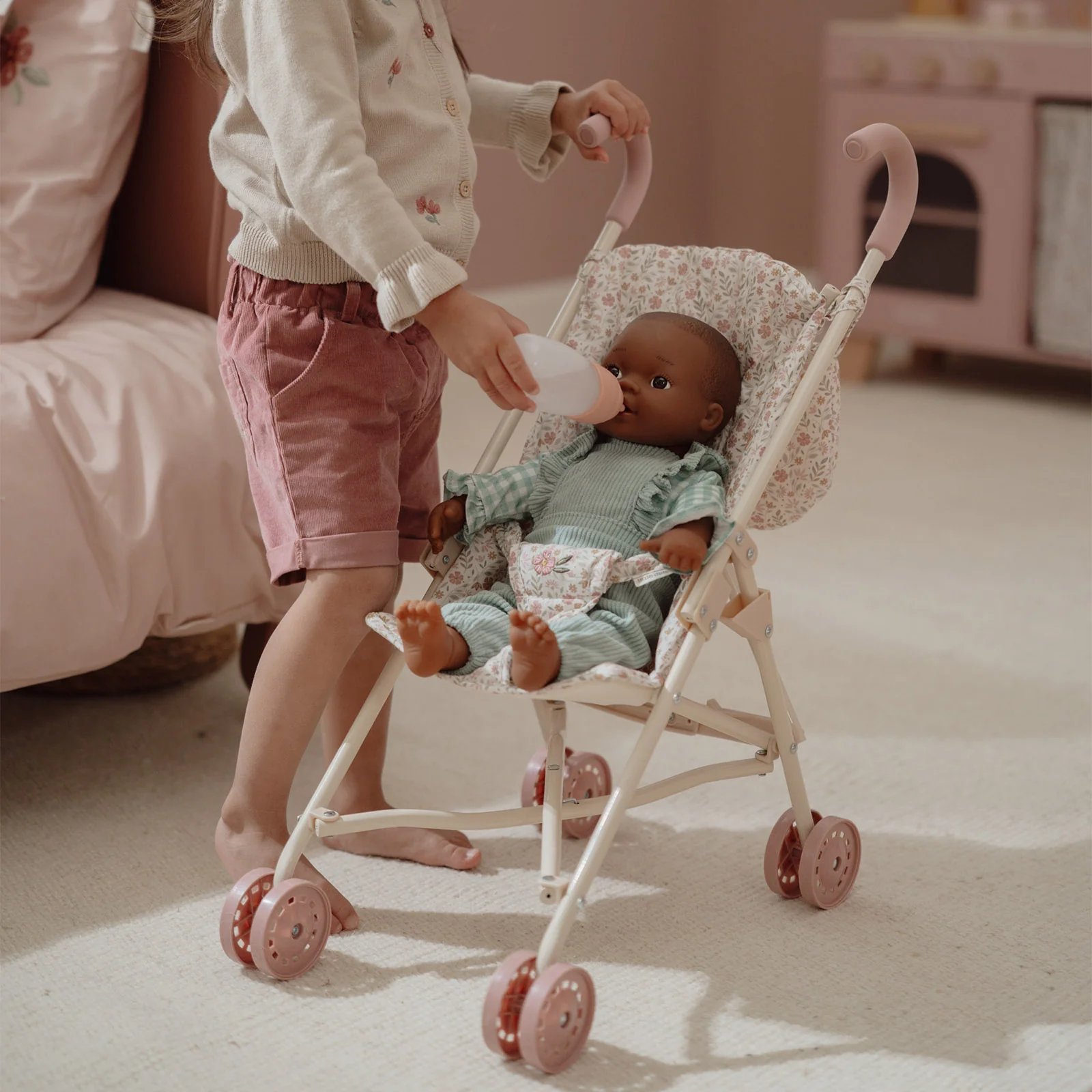Little Dutch Metal White Doll Stroller - Image 5