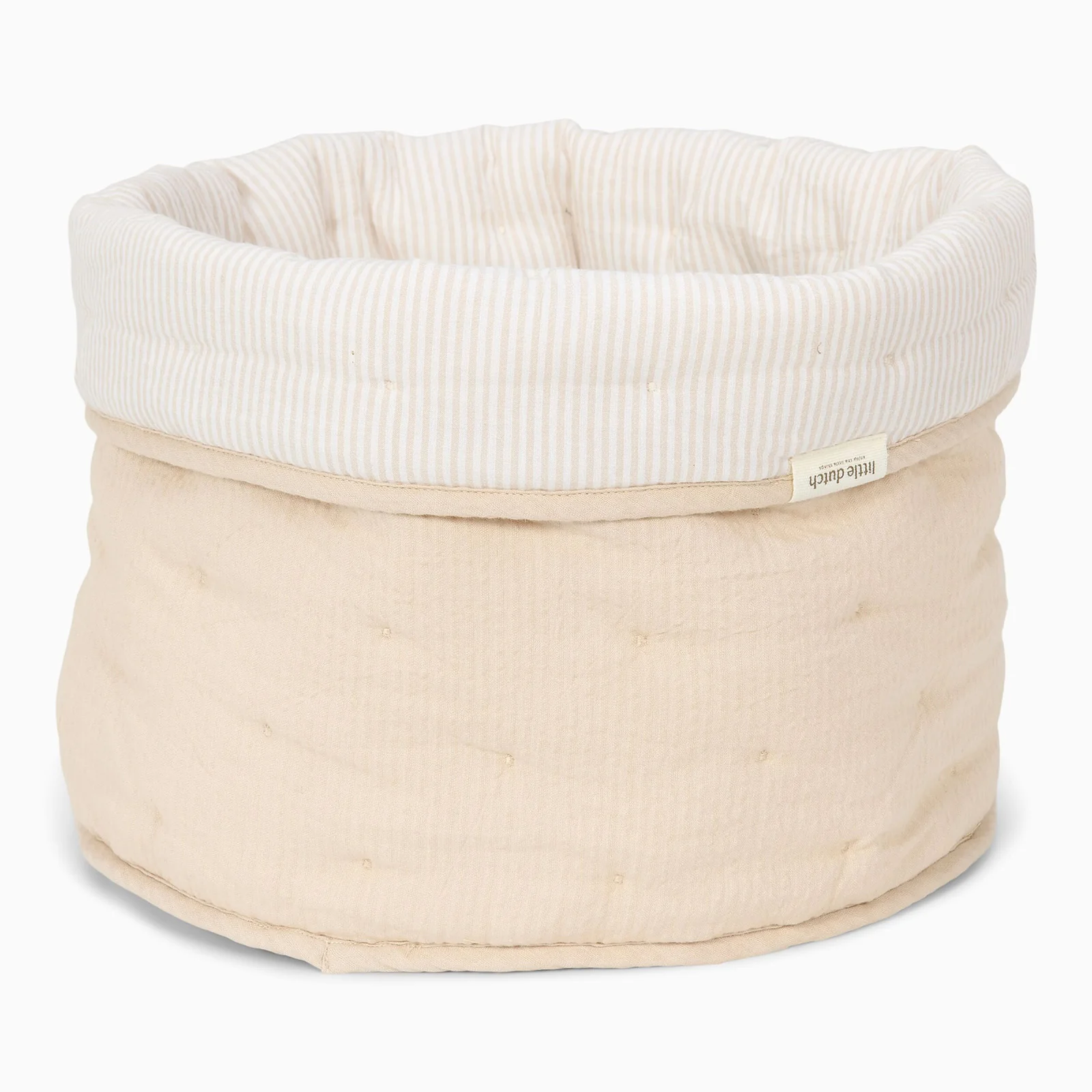 Little Dutch Quilted Storage Basket Medium - Soft Beige - Image 3