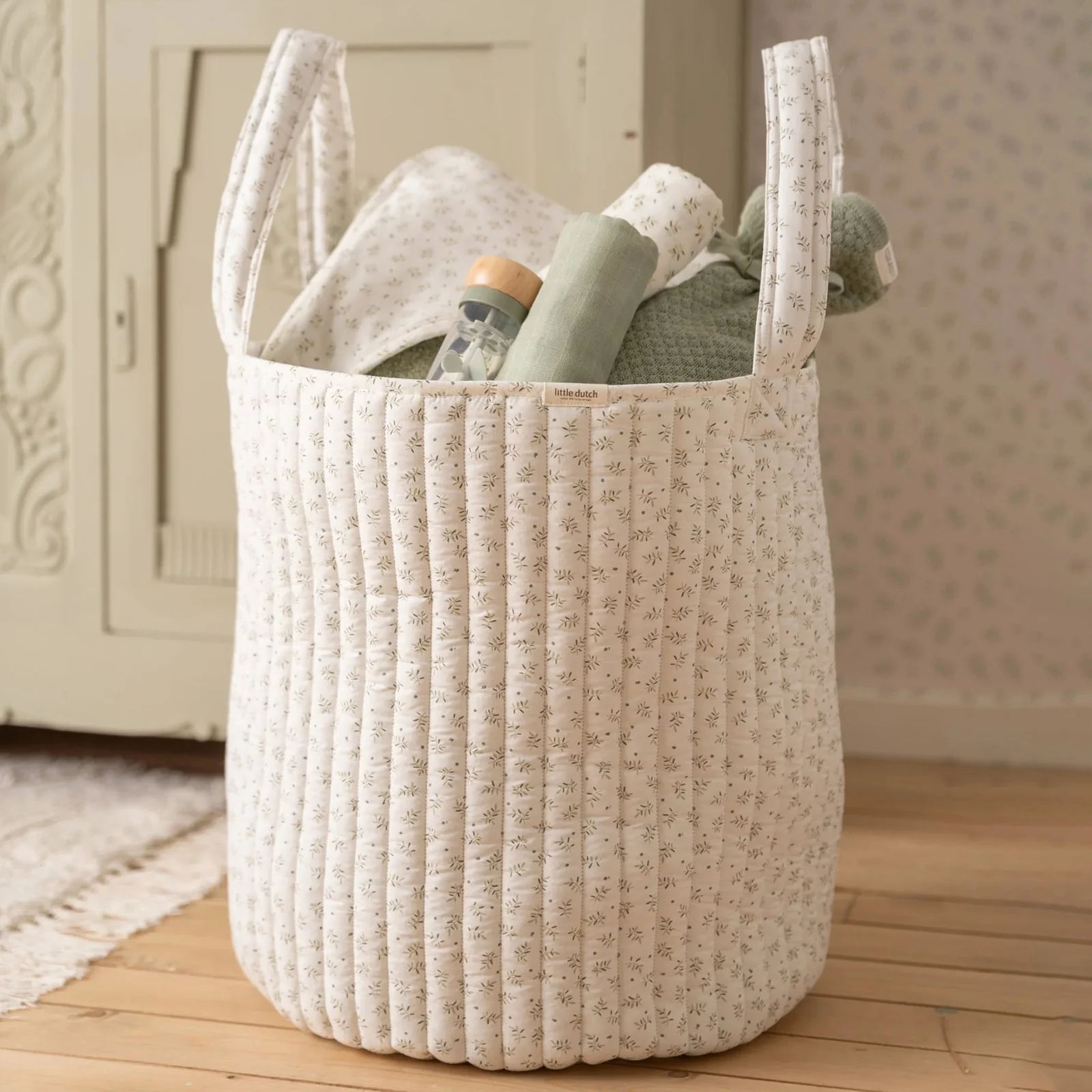 Little Dutch Reversible Storage Basket Large - Blueberry Leaves