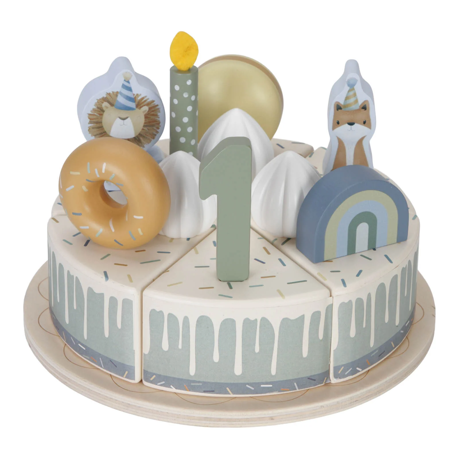 Little Dutch Wooden Birthday Cake - Blue - Image 2