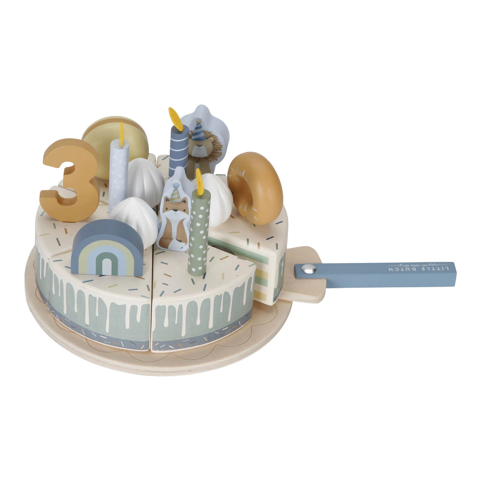 Little Dutch Wooden Birthday Cake - Blue - Image 3