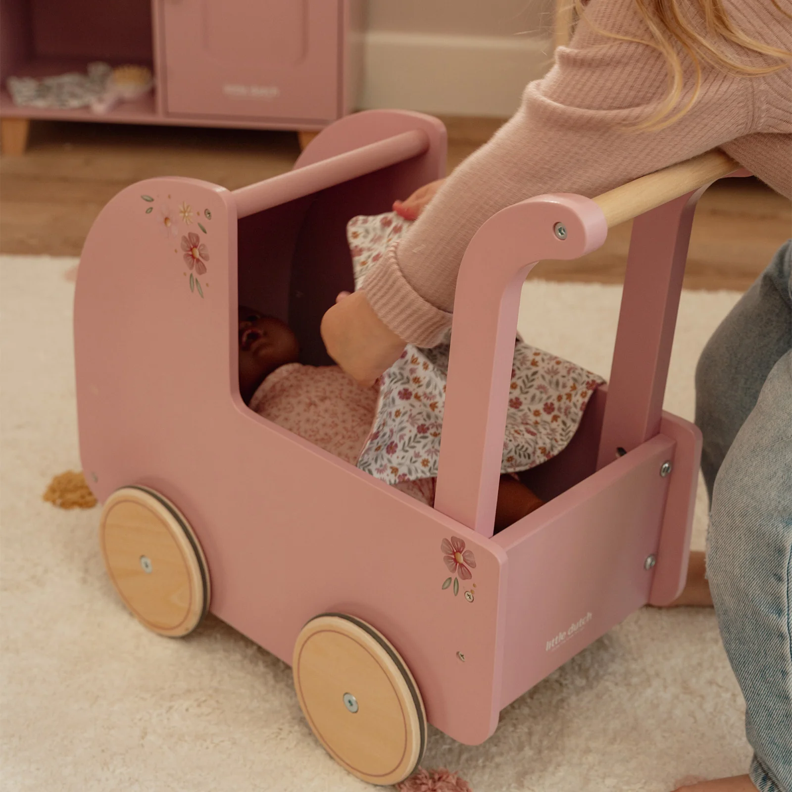 Little Dutch Wooden Doll Pram - Image 3