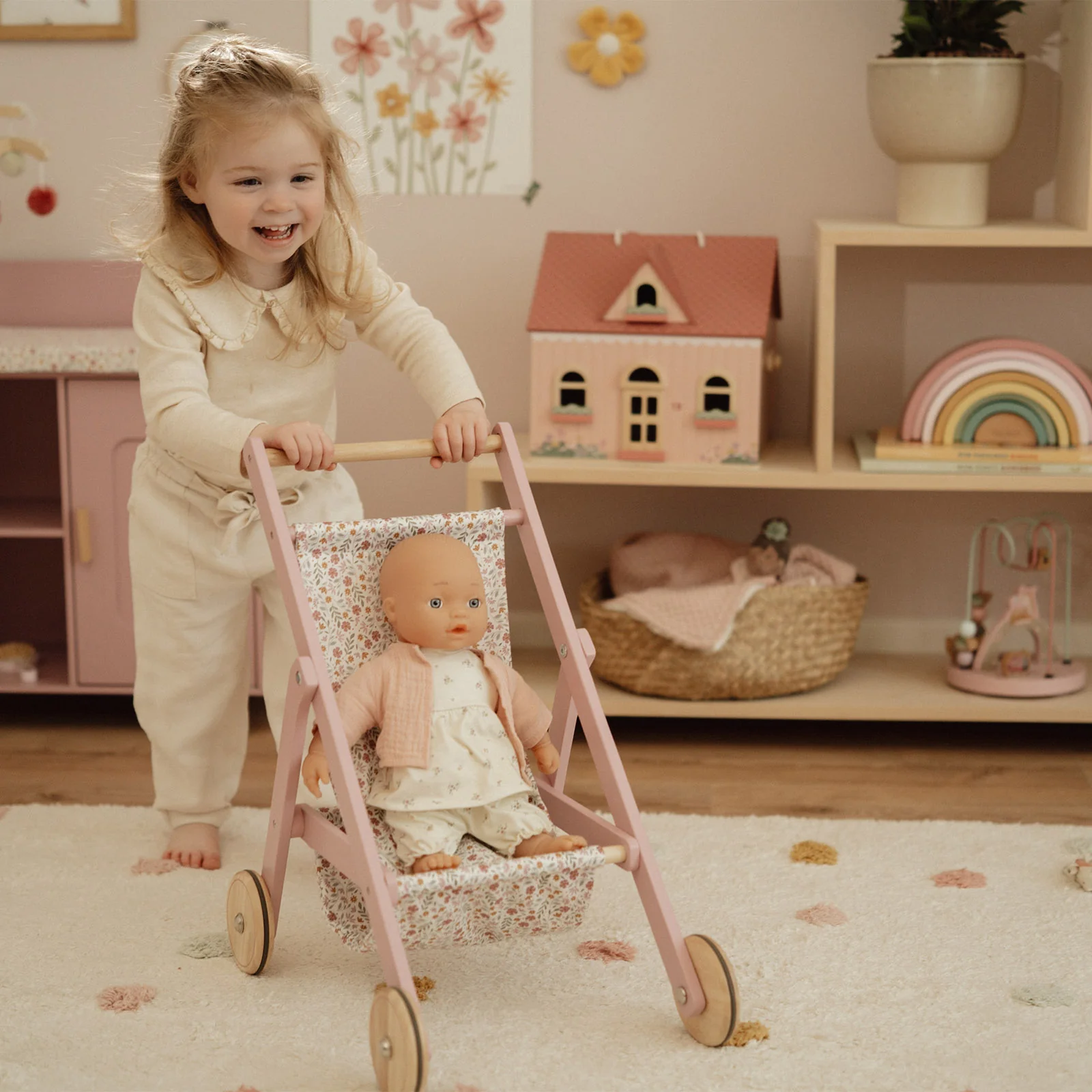 Little Dutch Wooden Doll Stroller