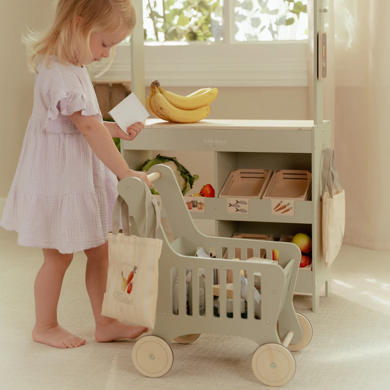 Little Dutch Wooden Shopping Cart - Image 2