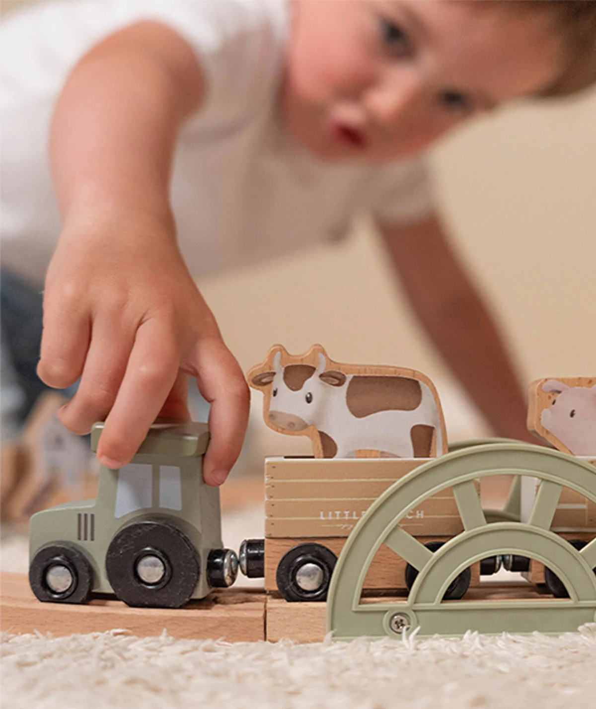 Little Dutch Wooden Train Track Little Farm - Image 2