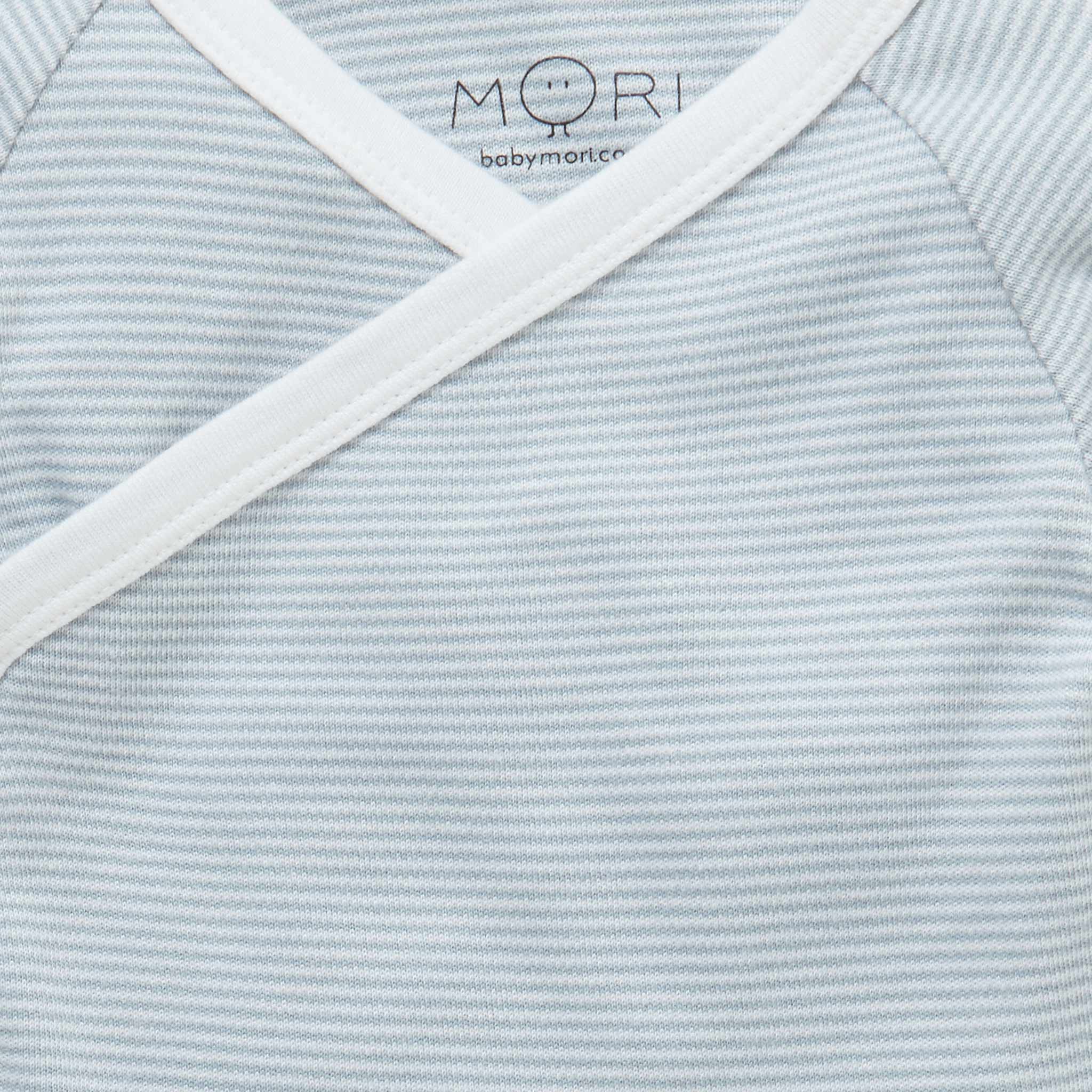 Long Sleeve Kimono Bodysuit - Blue Stripe - Image 3