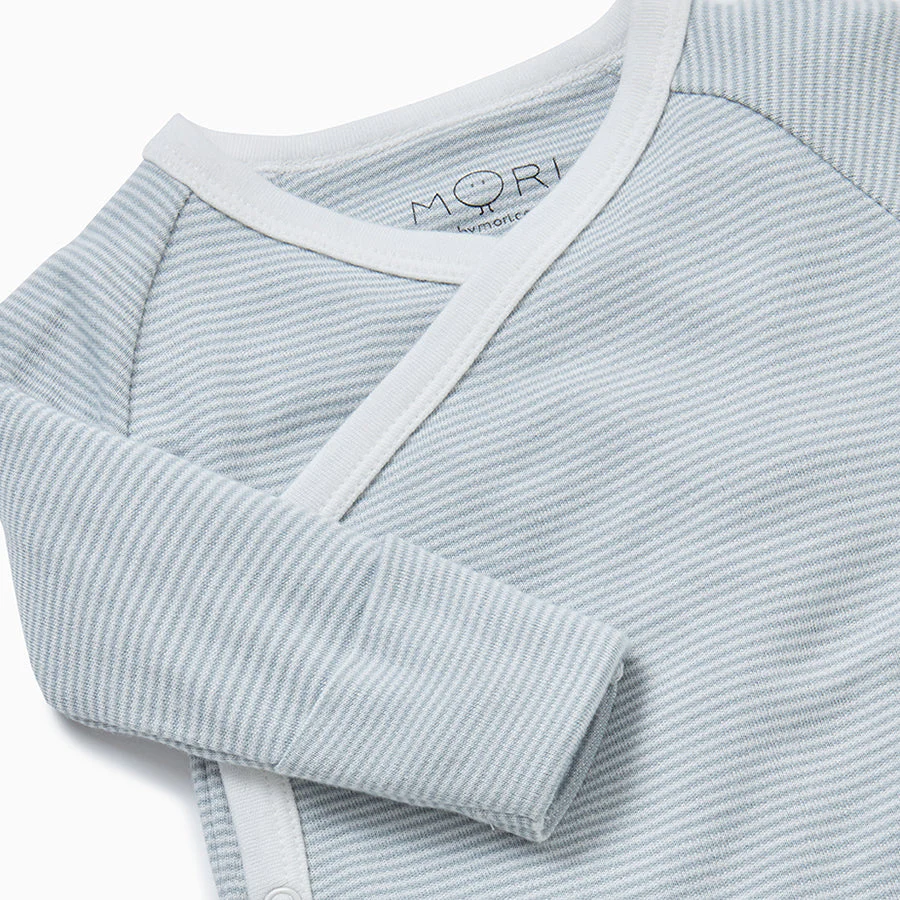 Long Sleeve Kimono Bodysuit - Blue Stripe - Image 4