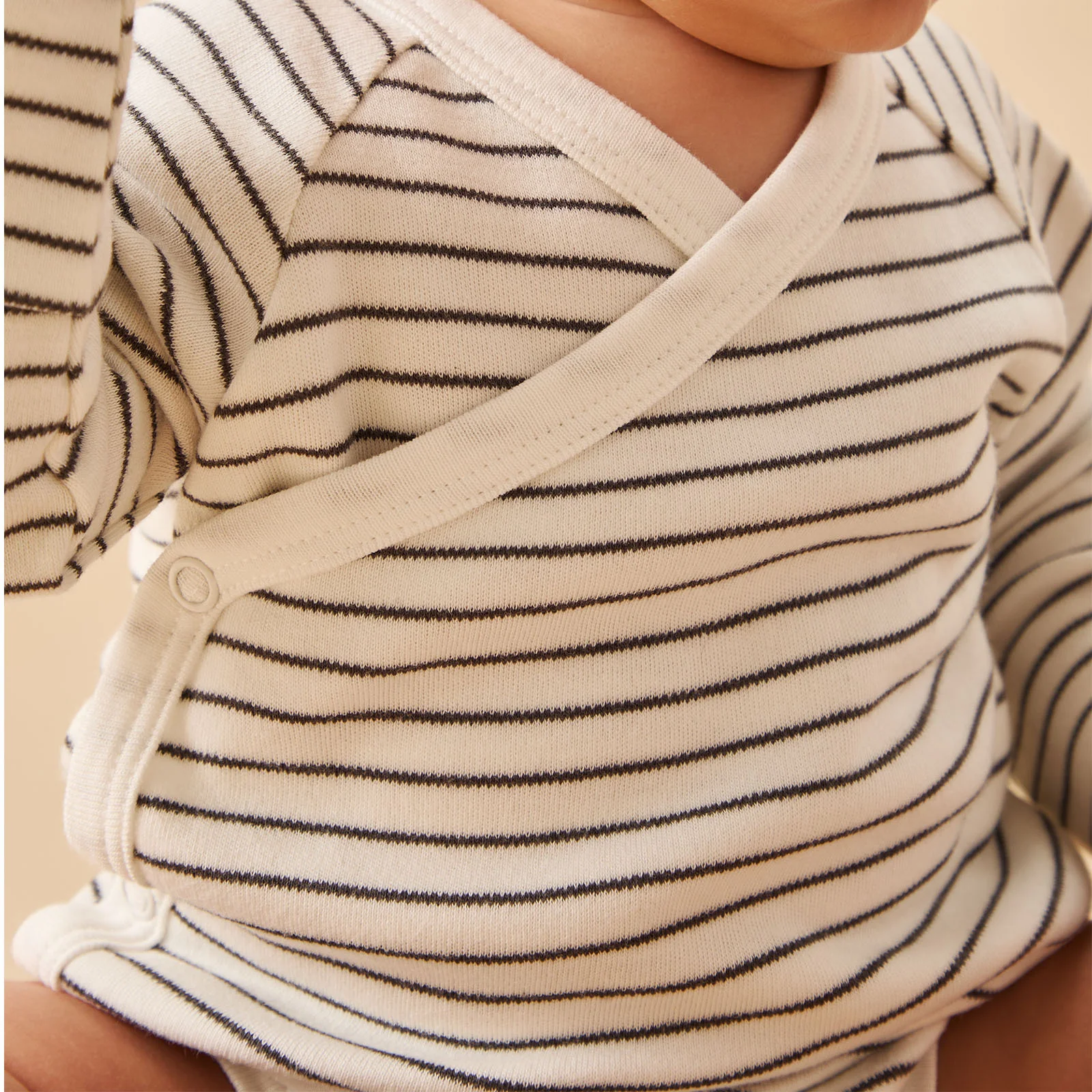 Long Sleeve Kimono Bodysuit - Grey Stripe - Image 3
