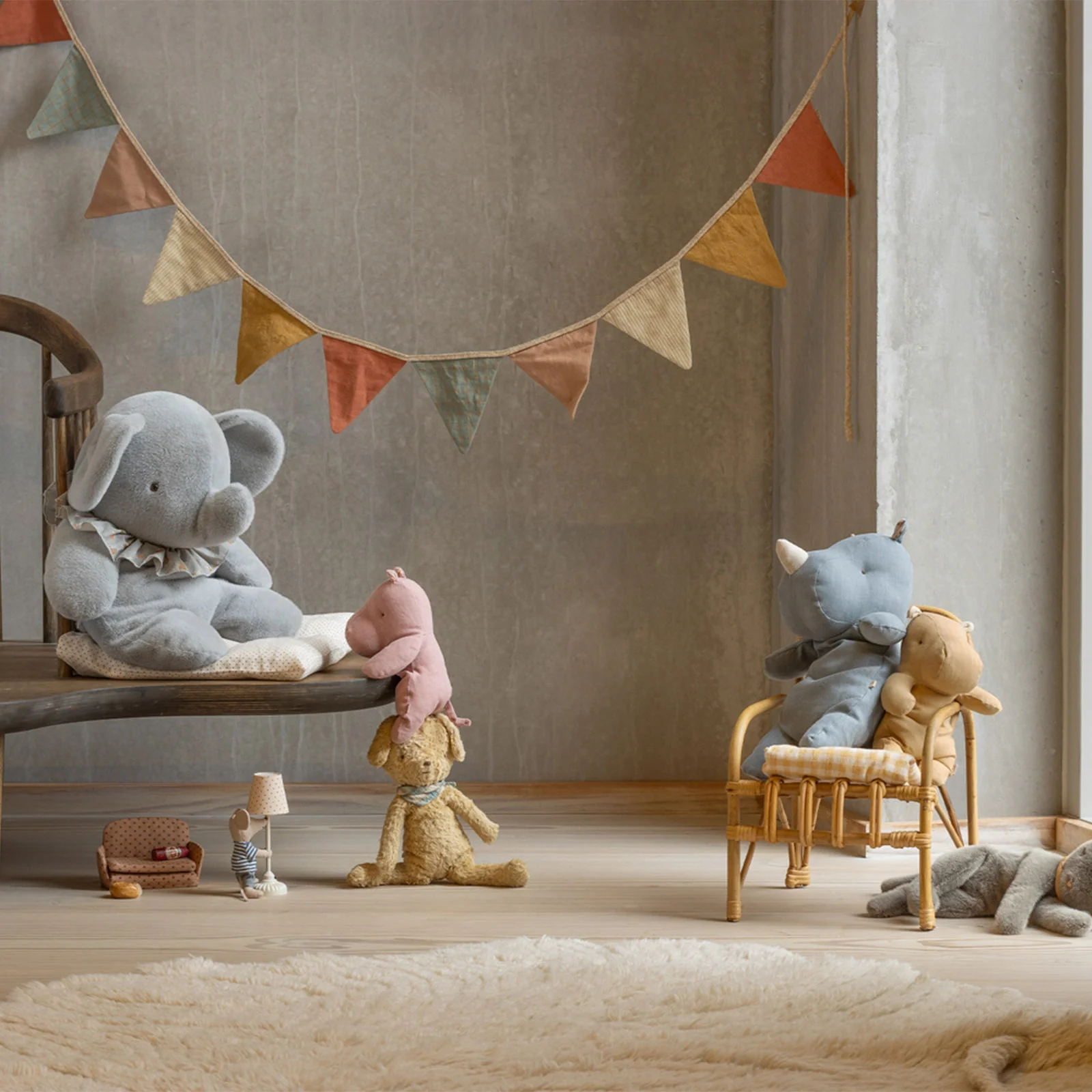 Maileg Elephant Plush Big - Blue Grey - Image 3