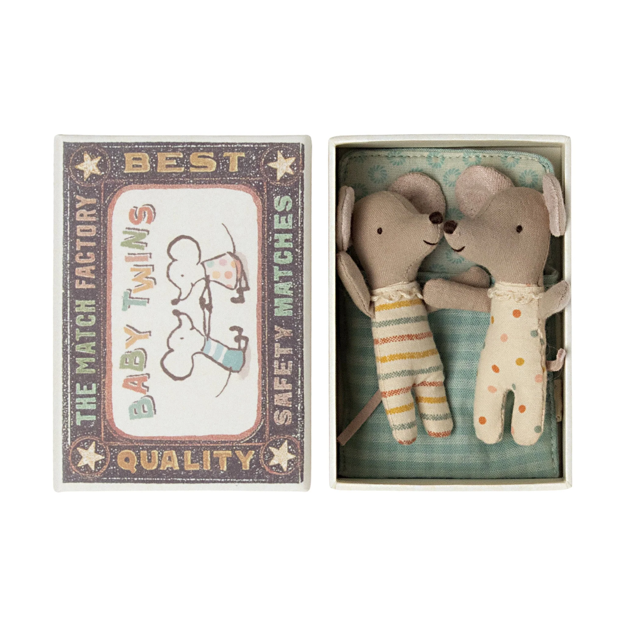 Maileg Twin Baby Mice in Matchbox Soft Toy