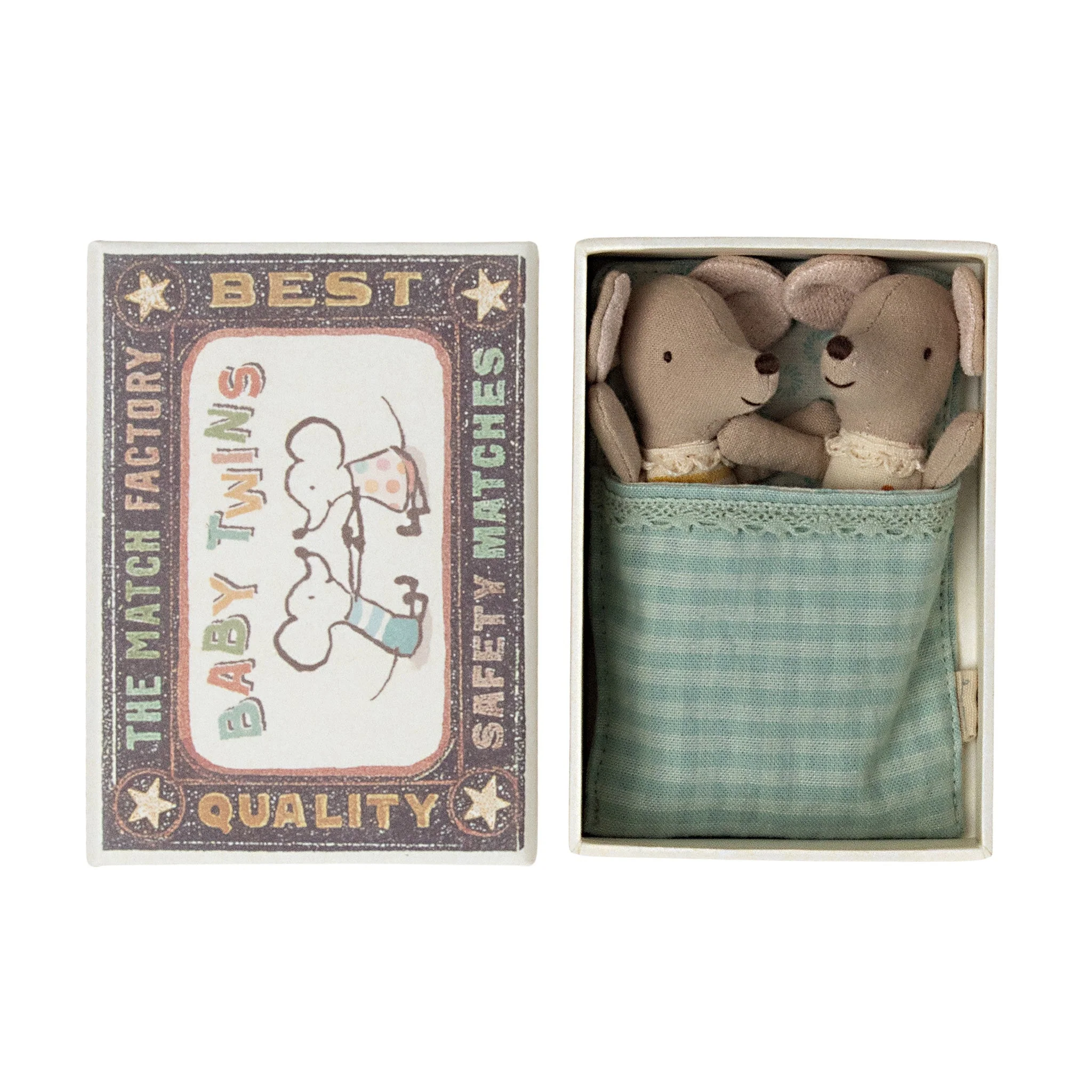 Maileg Twin Baby Mice in Matchbox Soft Toy - Image 2