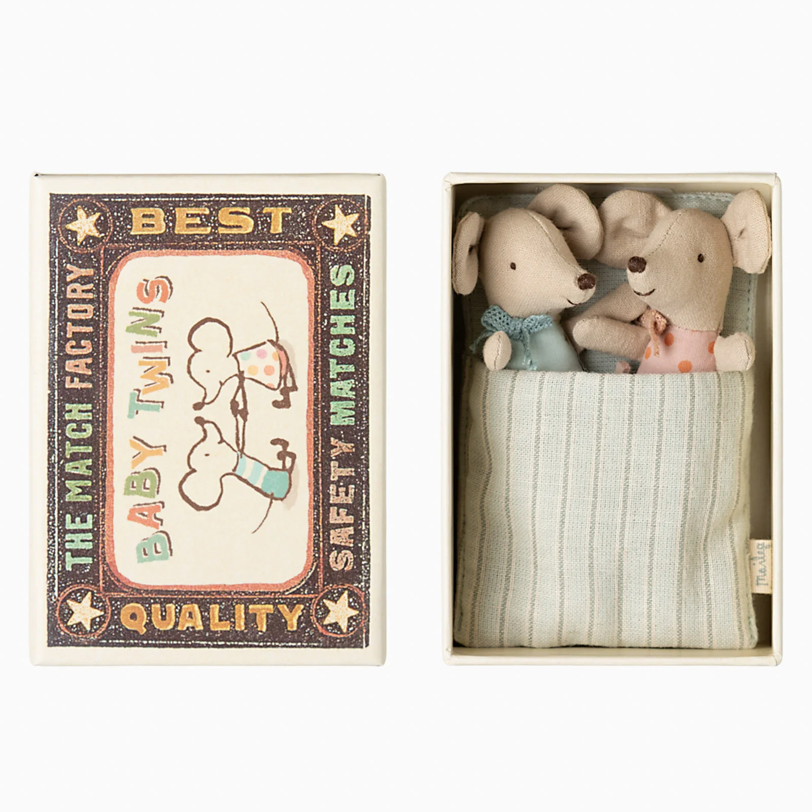 Maileg Twins Baby Mice In Matchbox