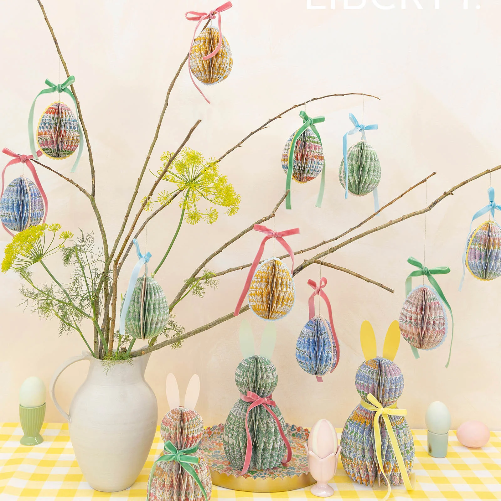 Meri Meri x Liberty Paper Honeycomb Egg Decorations
