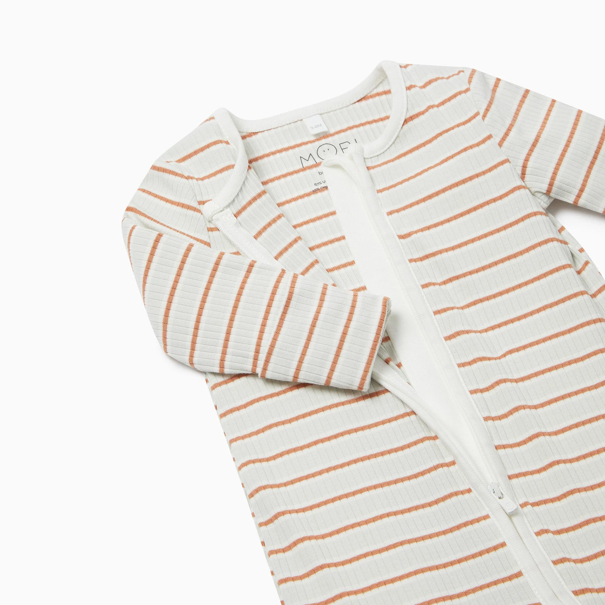 Mint Ribbed Stripe Zip-Up Sleepsuit - Image 3