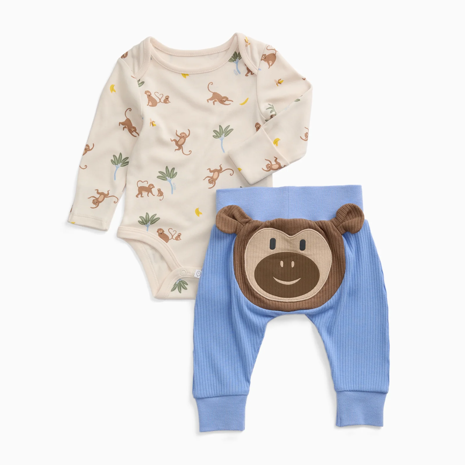 Monkeys Long Sleeve Bodysuit & Monkey Ribbed Joggers Outfit