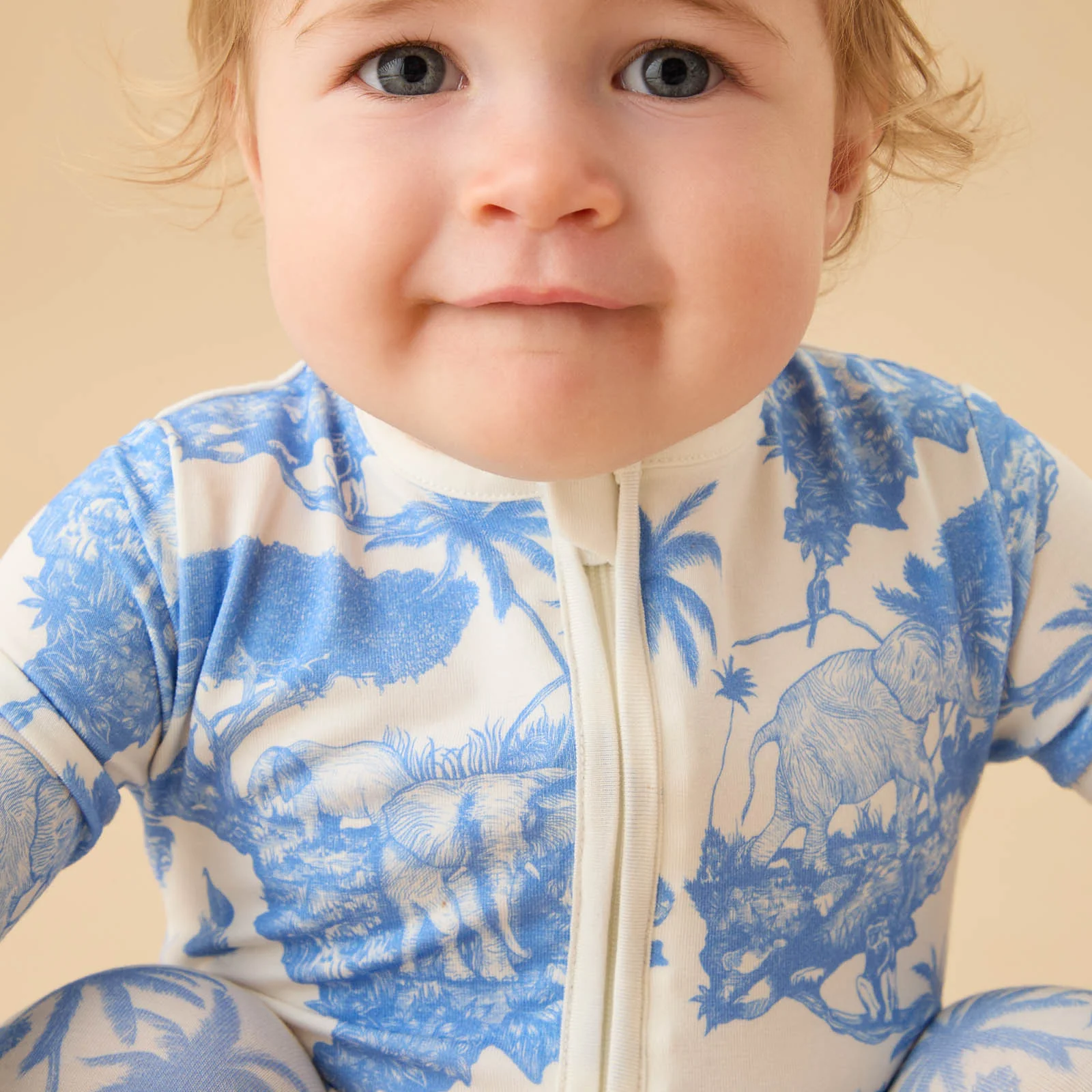 MORI x Desmond & Dempsey Blue Clever Zip Sleepsuit