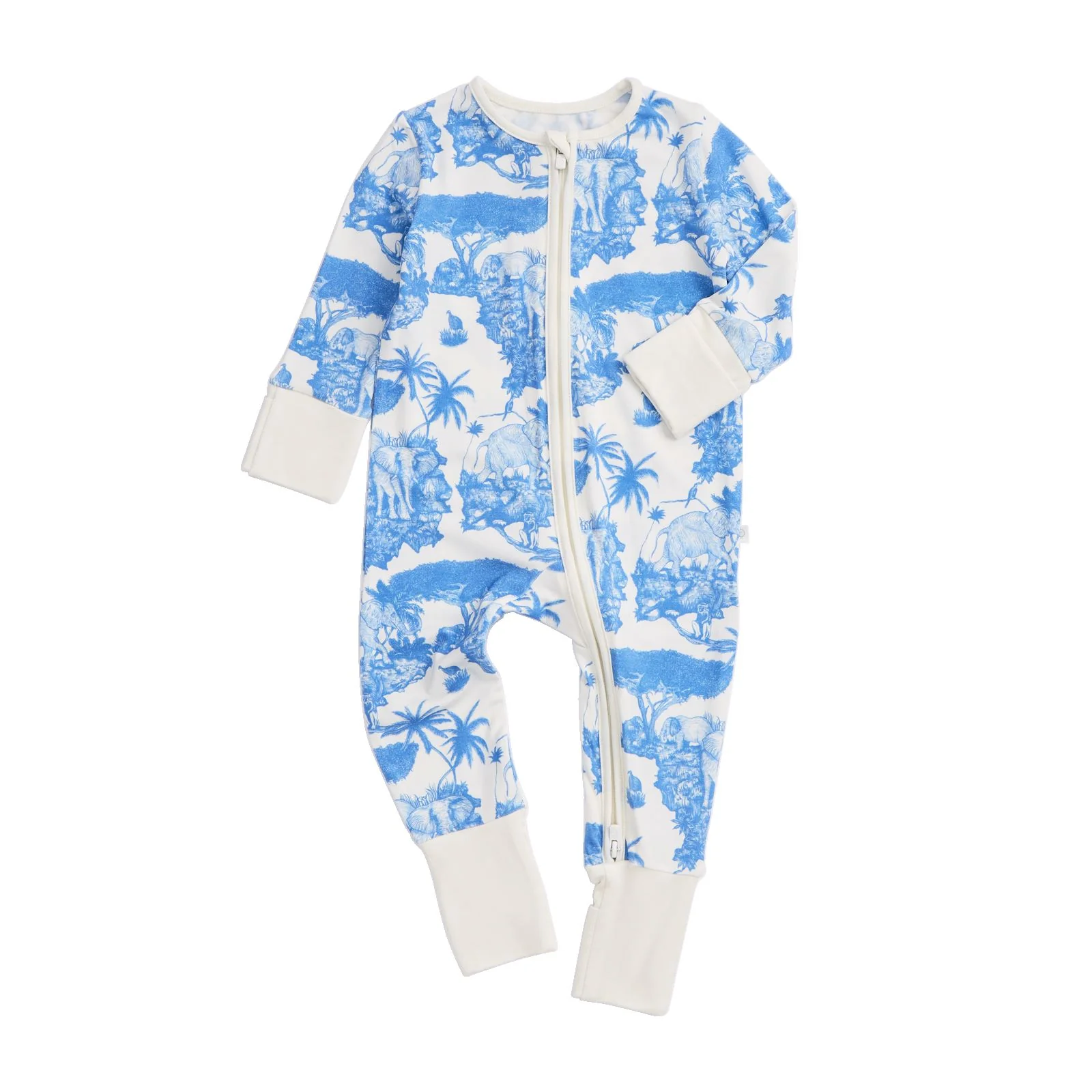 MORI x Desmond & Dempsey Blue Clever Zip Sleepsuit - Image 2