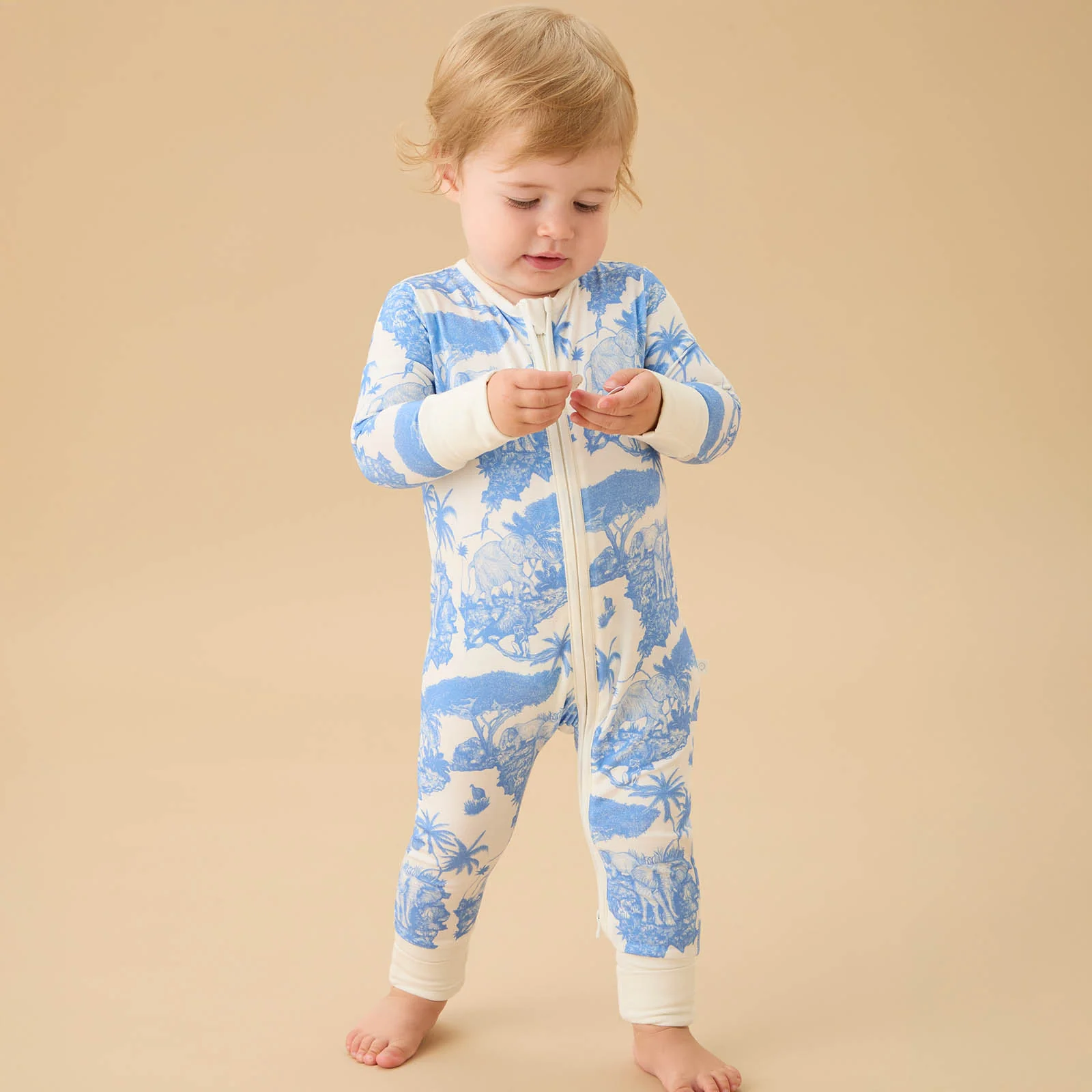MORI x Desmond & Dempsey Blue Clever Zip Sleepsuit - Image 3