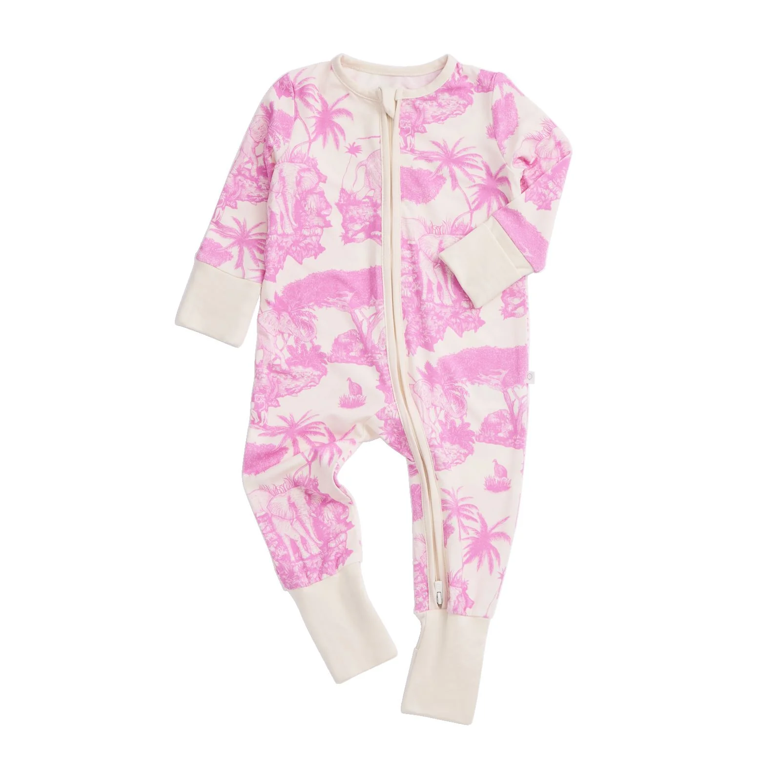 MORI x Desmond & Dempsey Pink Clever Zip Sleepsuit - Image 2