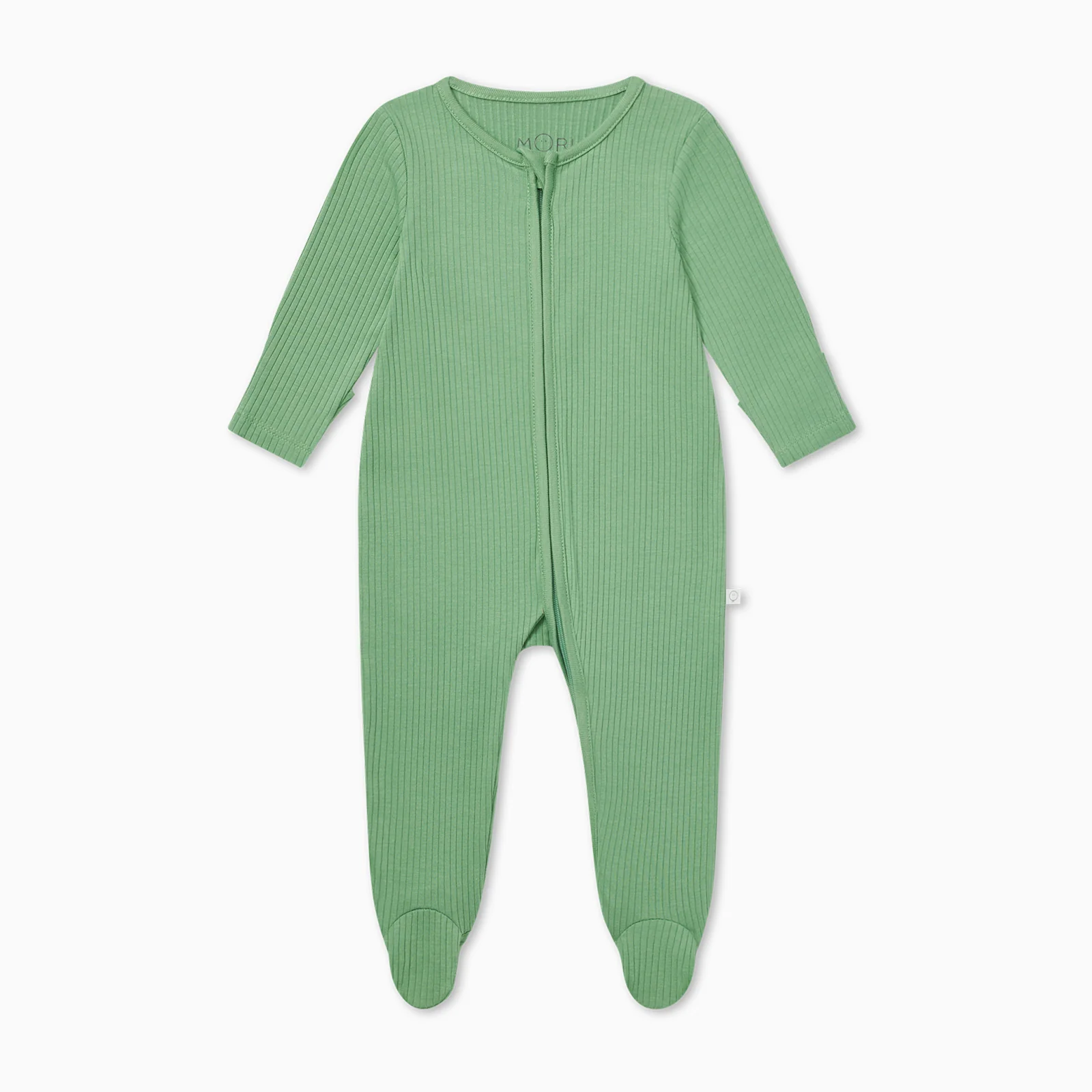 Moss Ribbed Clever Zip Sleepsuit - Image 2