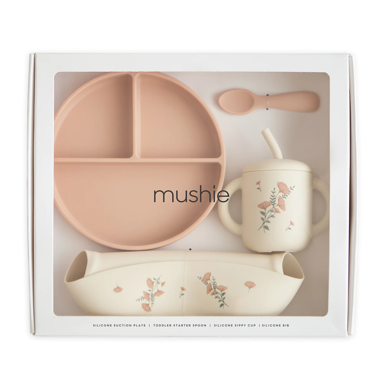 Mushie Toddler Feeding Set - Pink Flowers
