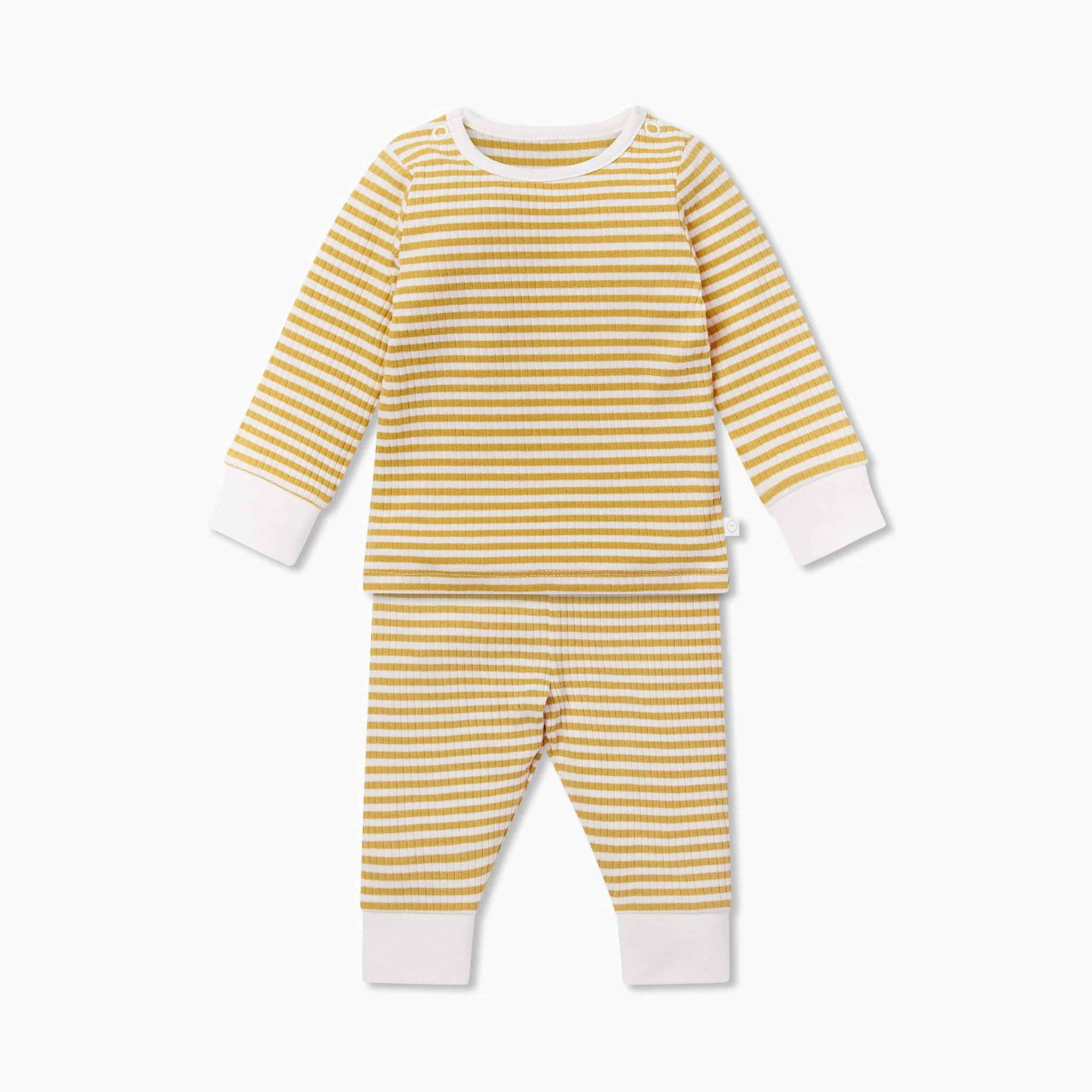 Mustard Stripe Ribbed Pyjamas - Image 2