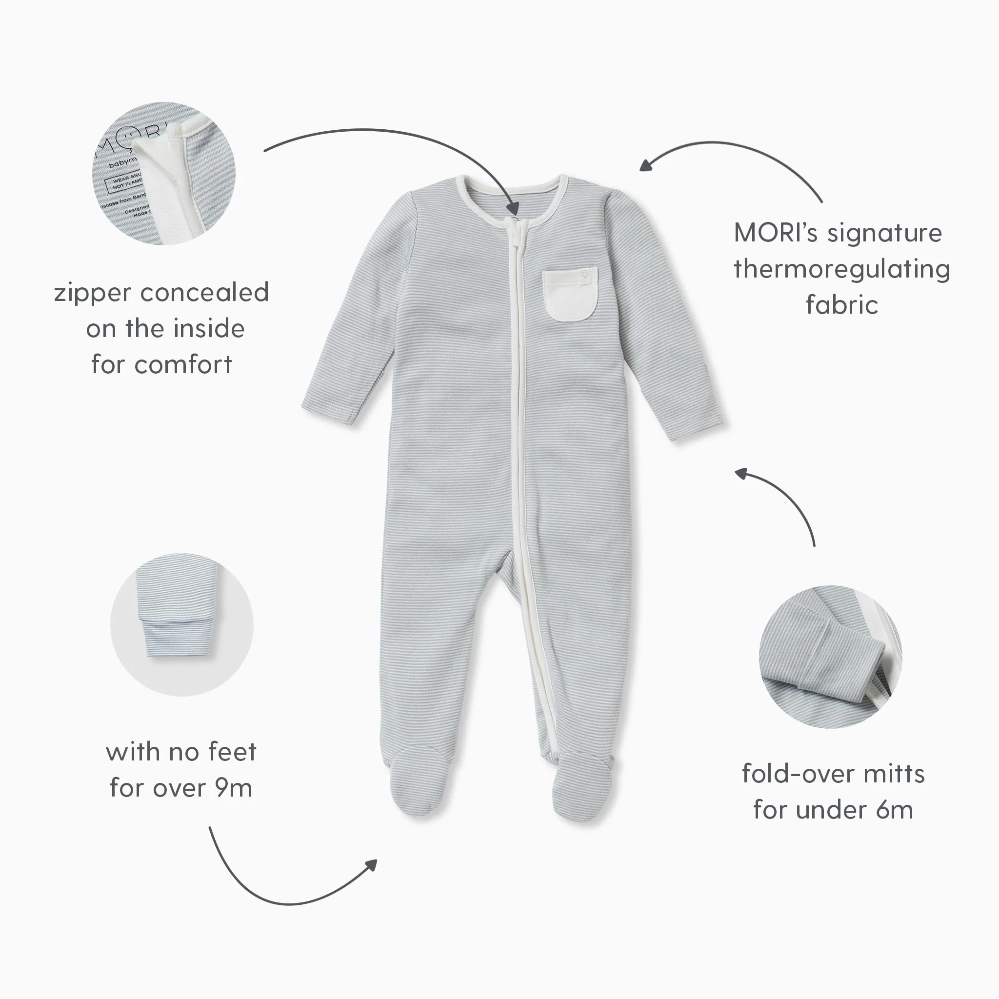 Nap Time Zip-Up Sleepsuit 4 Pack - Image 4