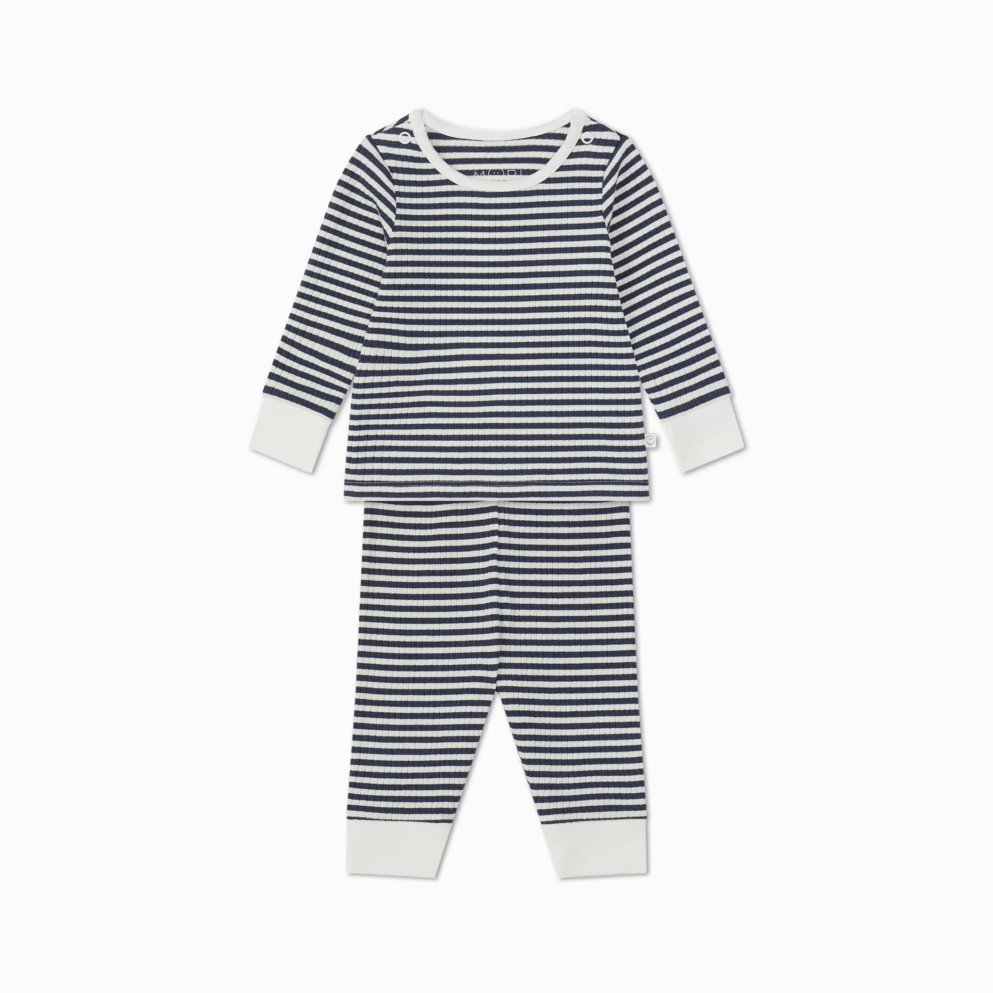 Navy Stripe Ribbed Pyjamas - Image 2