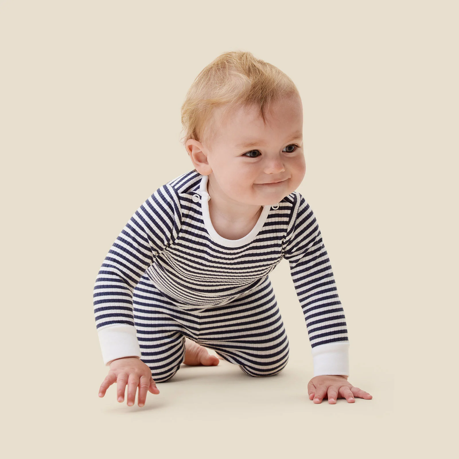 Navy Stripe Ribbed Pyjamas - Image 3