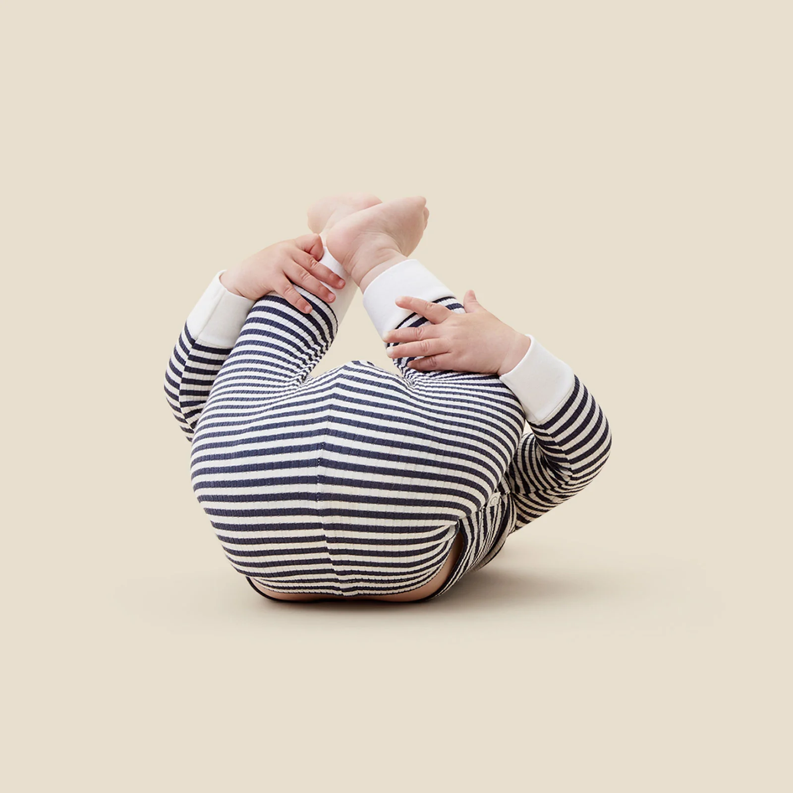Navy Stripe Ribbed Pyjamas - Image 4