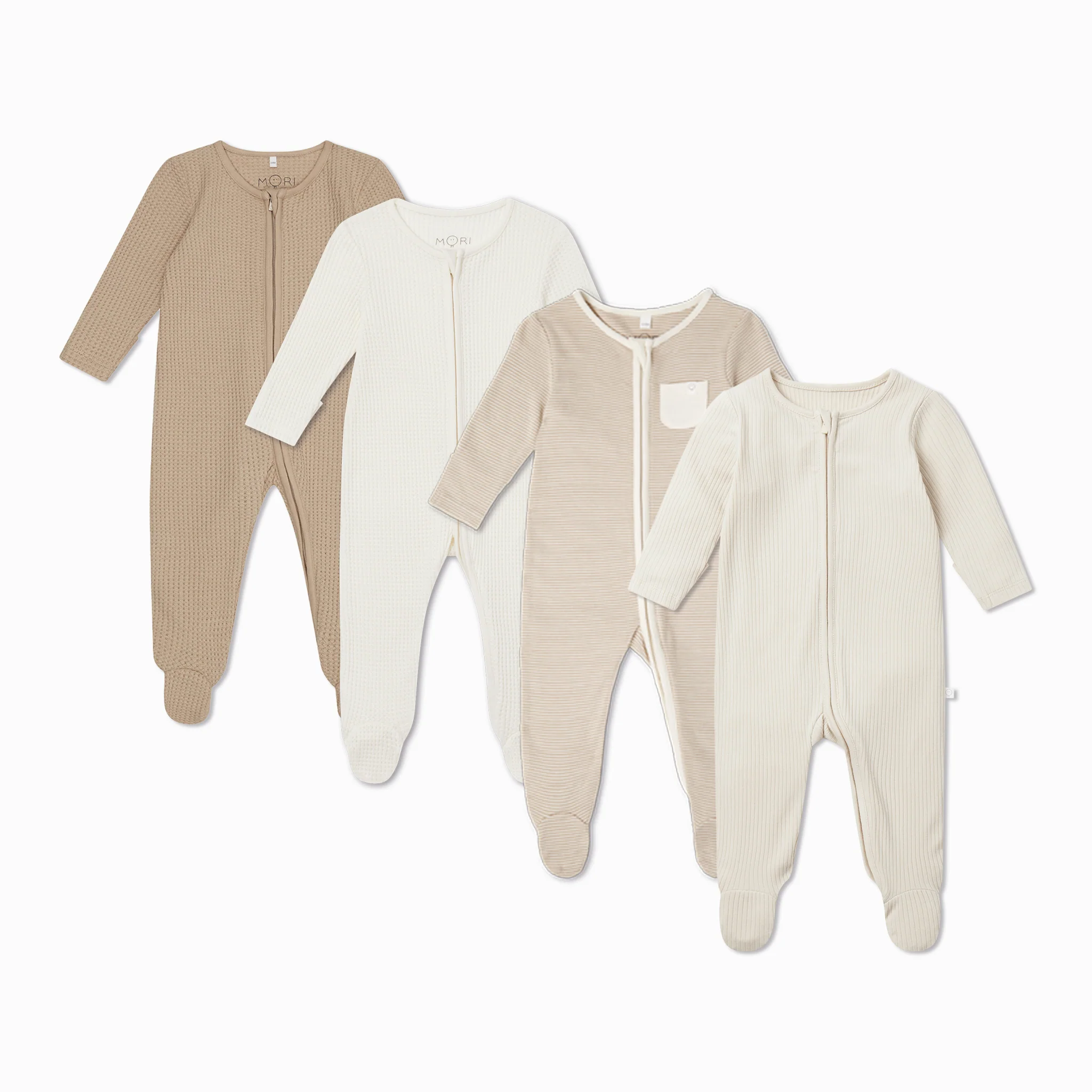 Neutral Clever Zip Sleepsuit 4 Pack