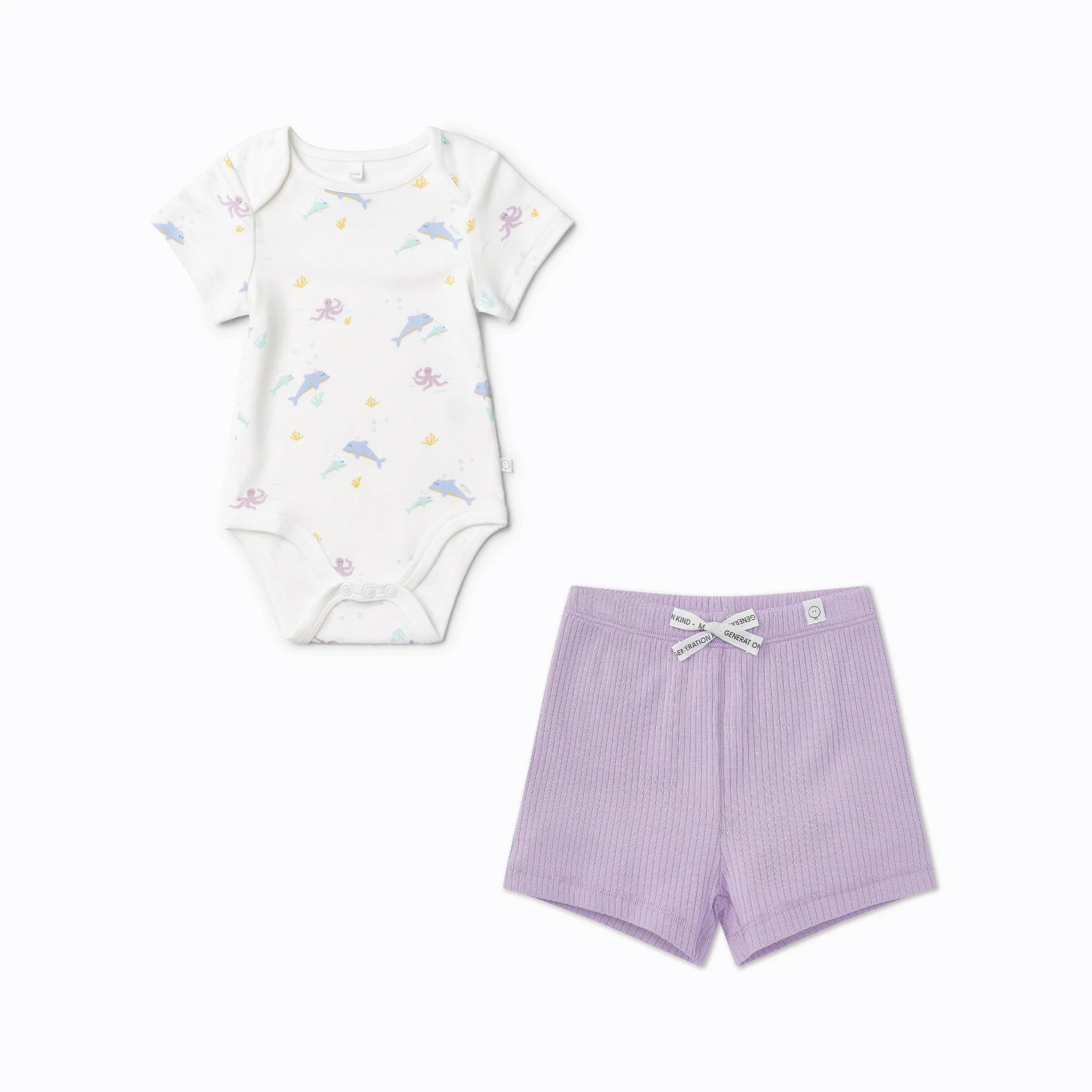 Ocean Short Sleeve Bodysuit & Ribbed Shorts Outfit - Image 2