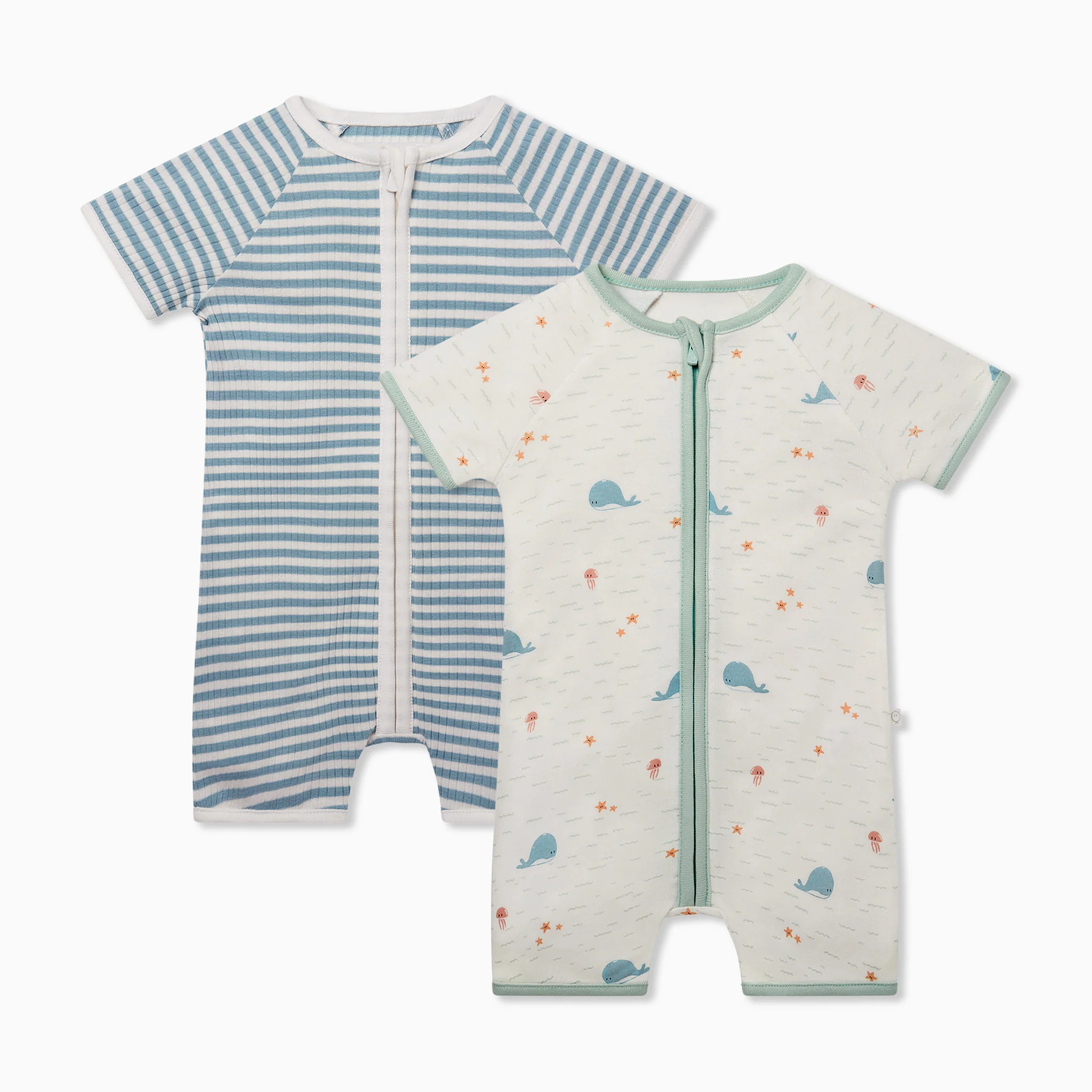 Ocean Zip Summer Sleepsuit 2 Pack