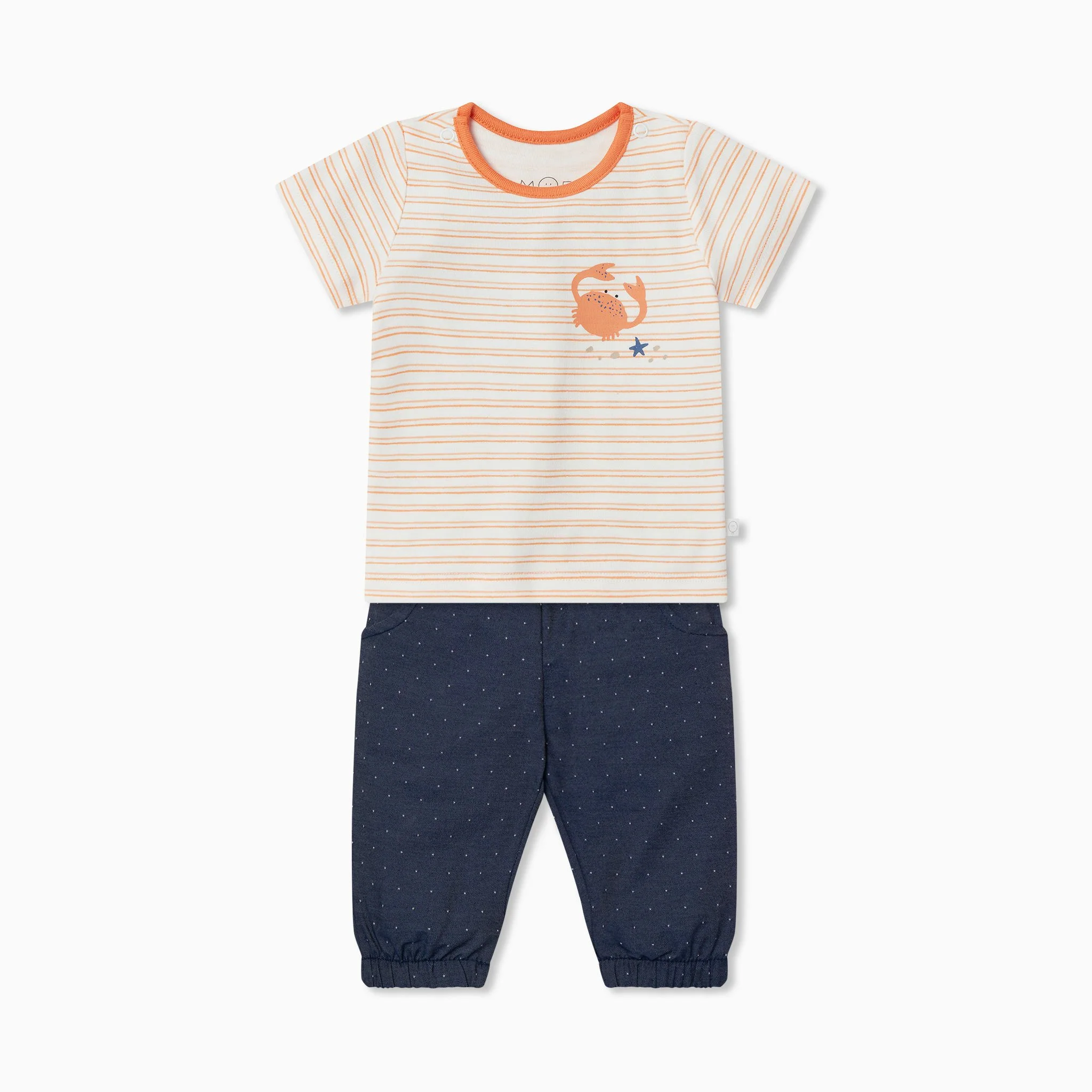 Orange Stripe T-Shirt & Chambray Trousers Outfit