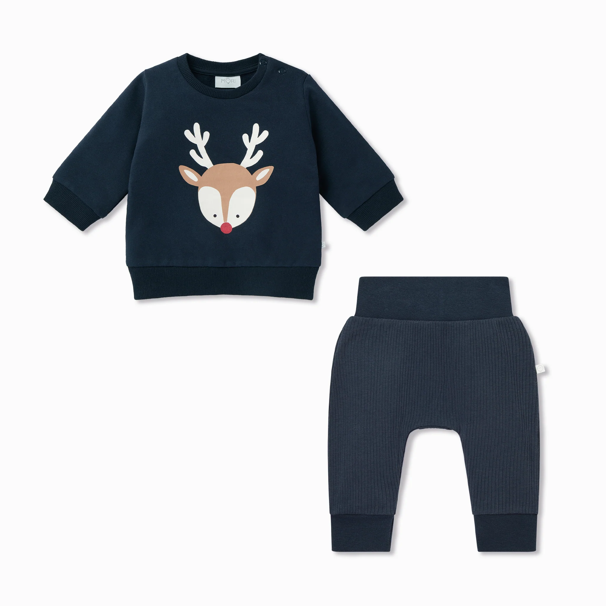 Organic Cotton Reindeer Sweatshirt & Joggers Outfit - Image 2