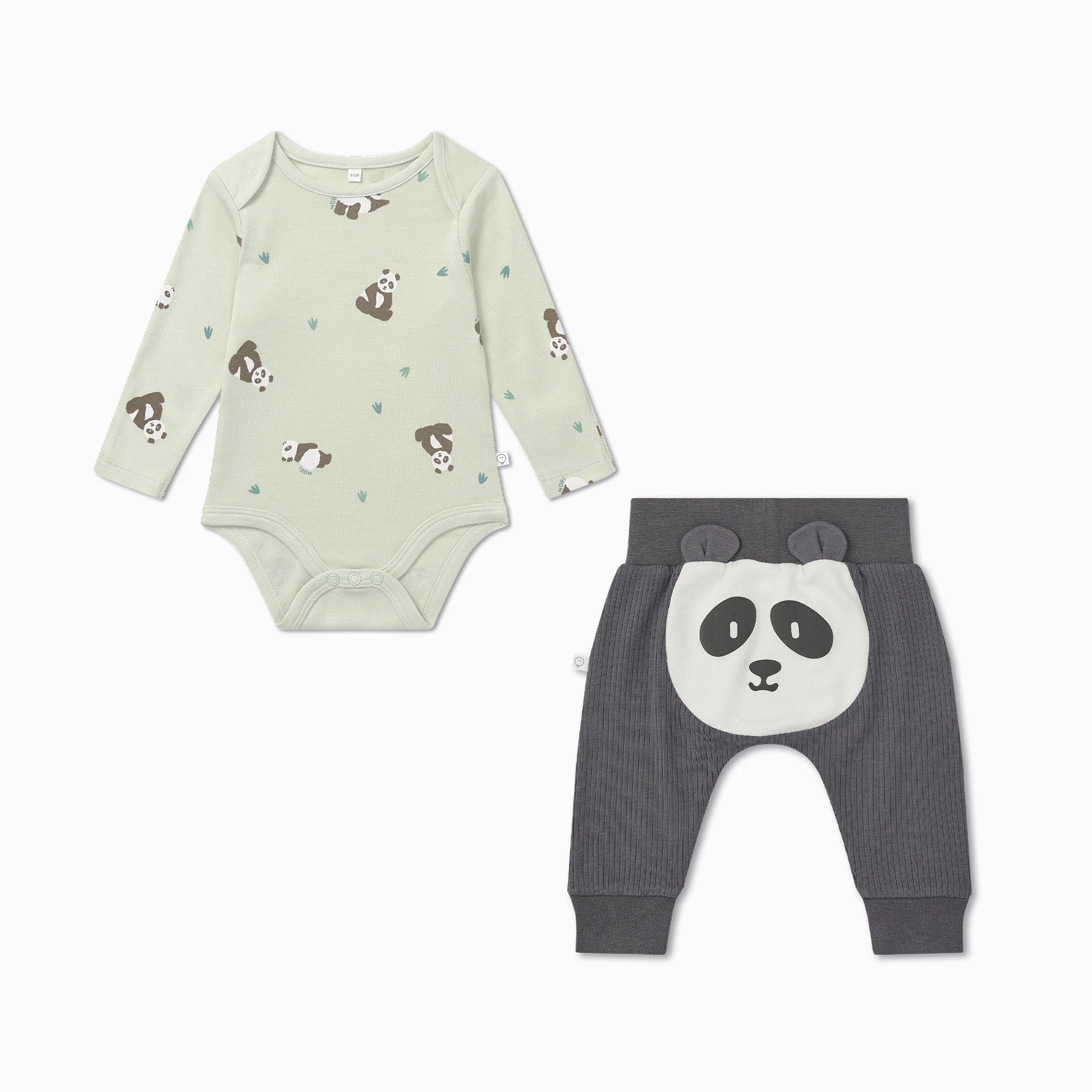 Panda Bodysuit & Ribbed Joggers Outfit - Image 2